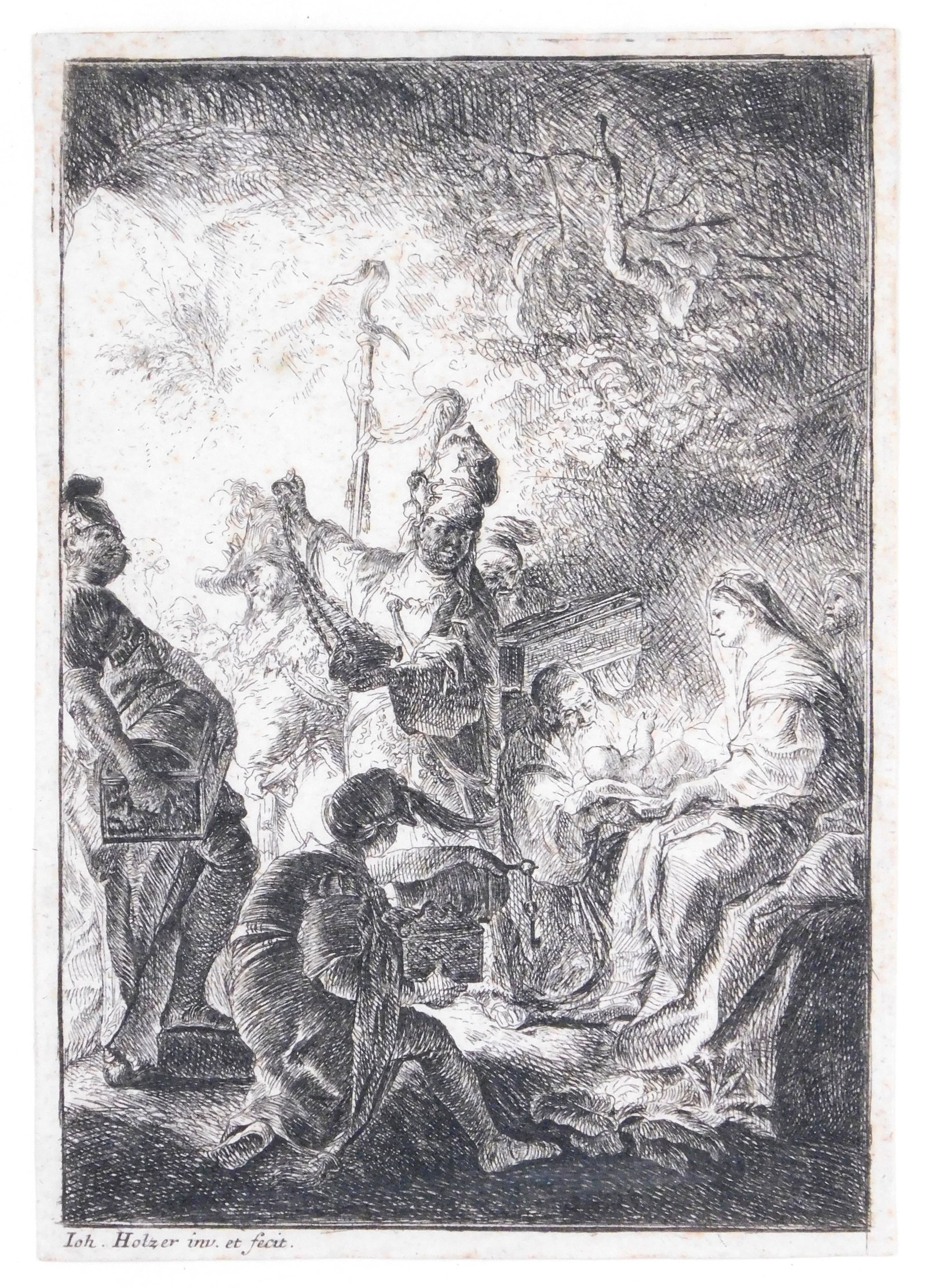 Johann Evangelist Holzer (German/Austrian, 1709-1740), "Three Kings at the Birth of Christ", etching (1 of 4)