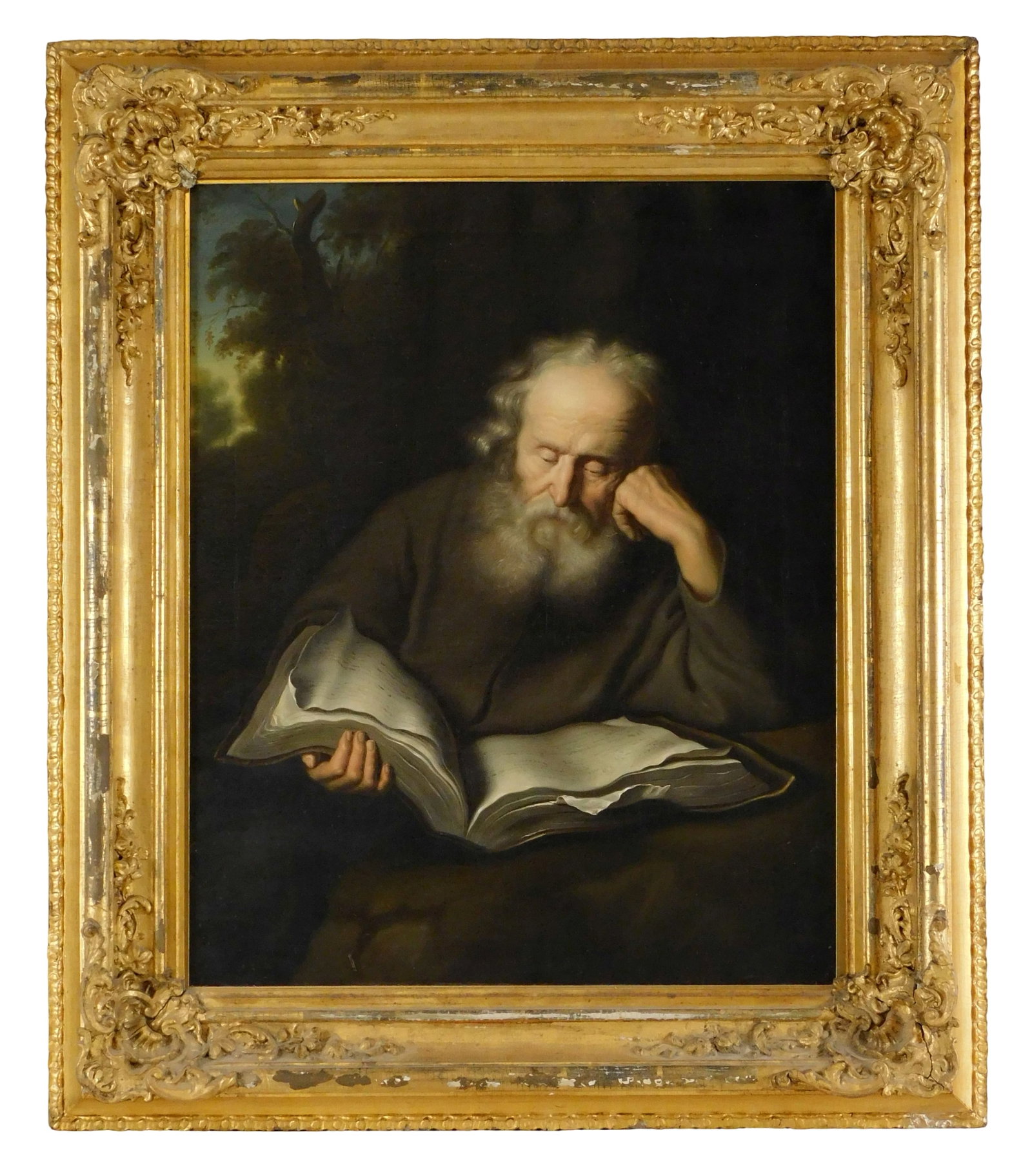 After Solomon Koninck's (Dutch 1609-1652) "The Hermit", 19th C., oil on canvas, depicts an old (1 of 6)
