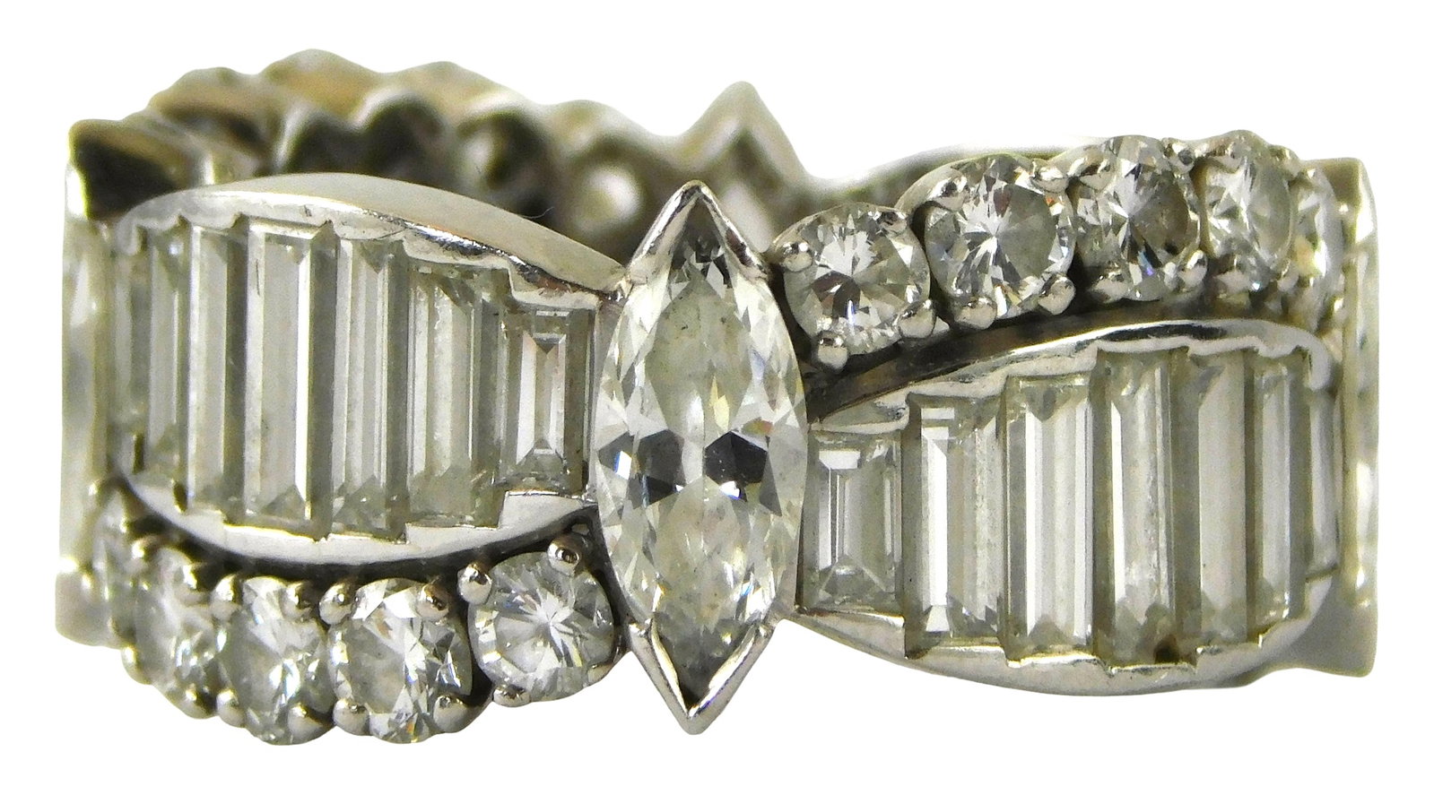 JEWELRY: Platinum and diamond eternity band, size 6, eternity band tested platinum, fifty-two set (1 of 2)
