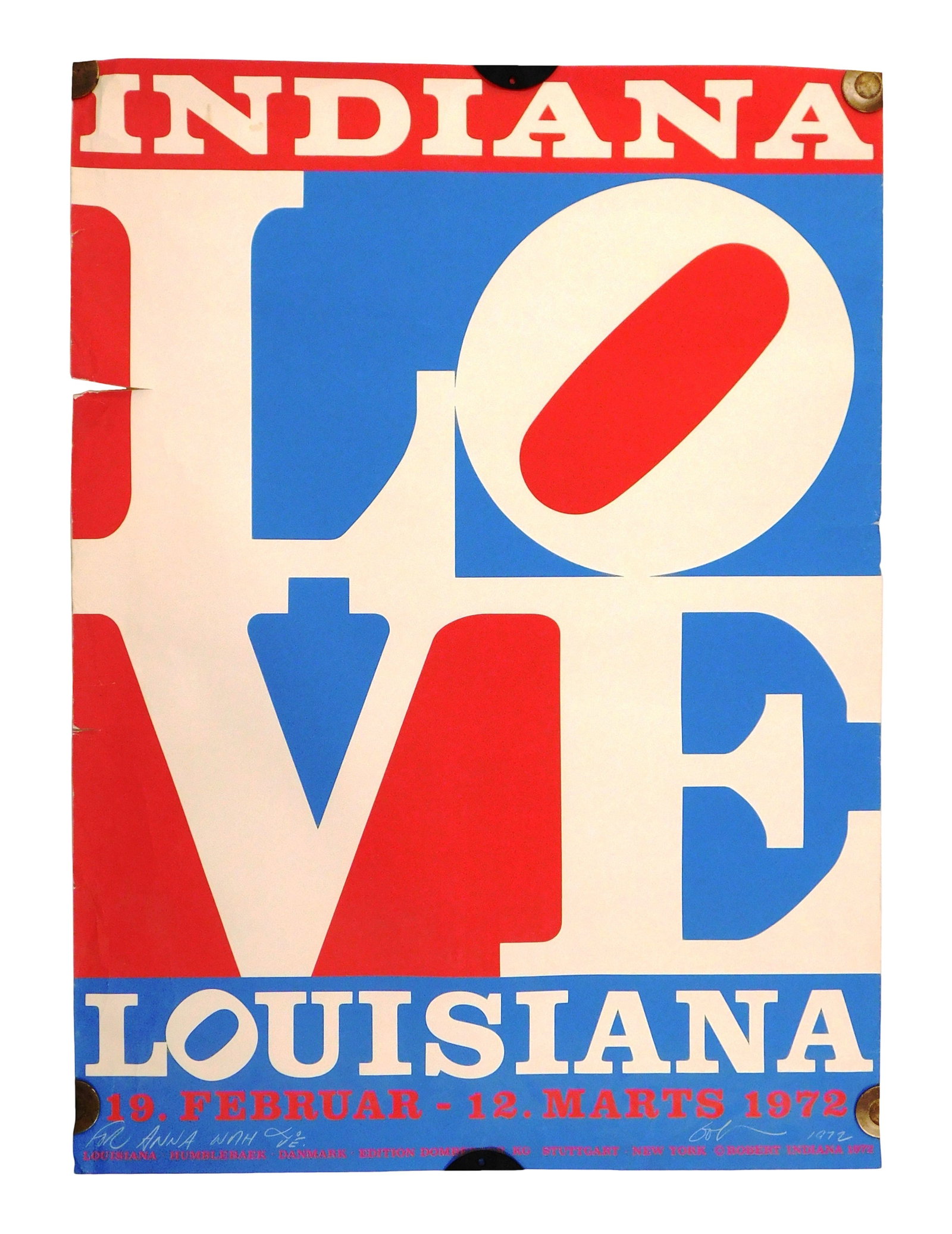 POSTER: Robert Indiana (American, 1928 - 2018), "LOVE Louisiana", 1972, lithograph/ screenprint on (1 of 4)