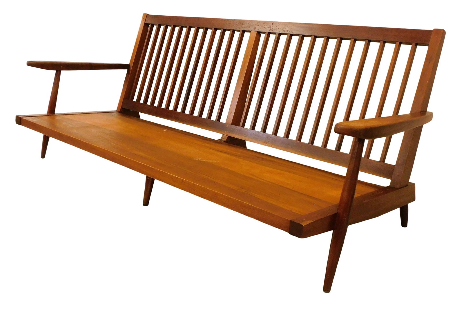 +George Nakashima (American, 1905-1990), "Settee with Arms", 1955, American black walnut, (1 of 5)