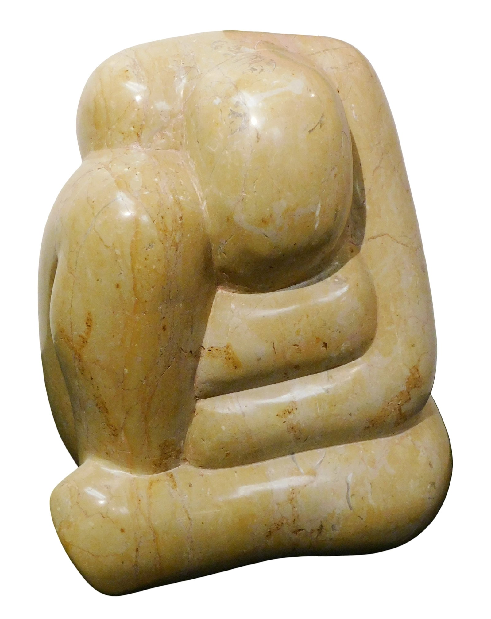 +SCULPTURE: Jaume Ros Vallverdu (Spain, b. 1954), "Reposo (Rest)", c. 1980, marble, crouched figure (1 of 5)