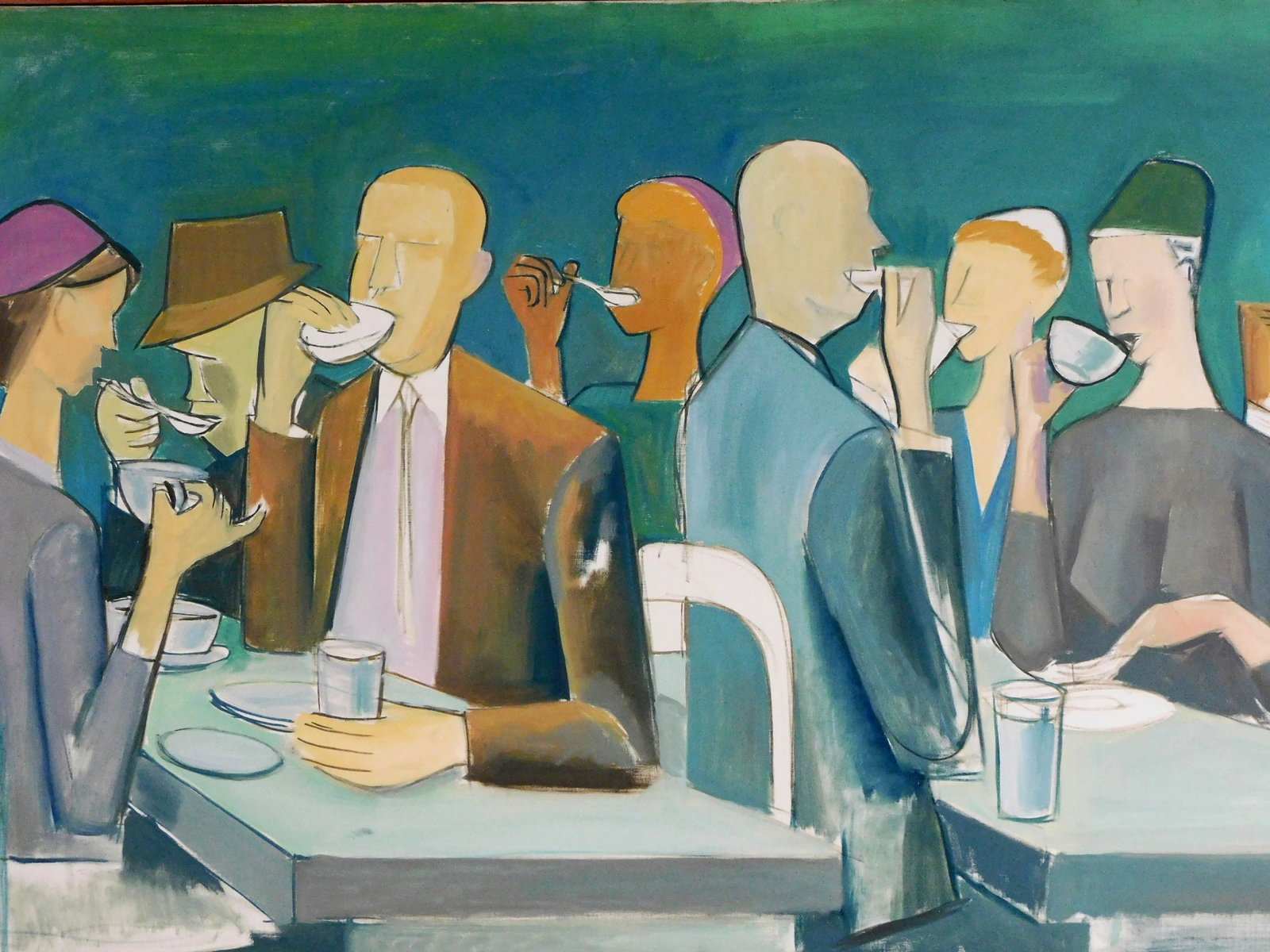 Julian de Miskey (Hungary, 1898-1976), "Untitled (Diners)", oil on canvas, signed lower right, (1 of 5)