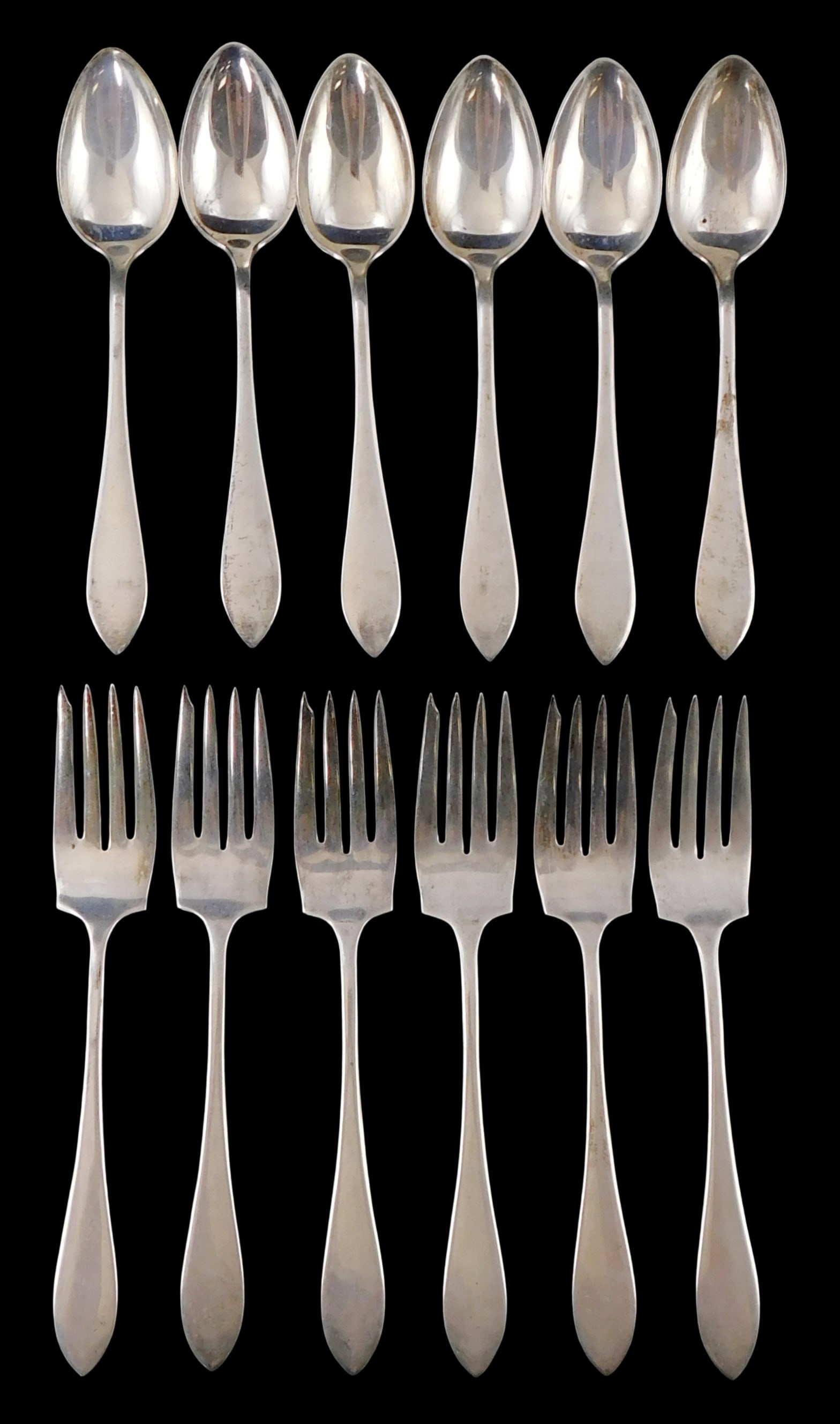 STERLING: G.H. French and Co. flatware set, twelve pieces, early 20th C., North Attleboro (1 of 2)