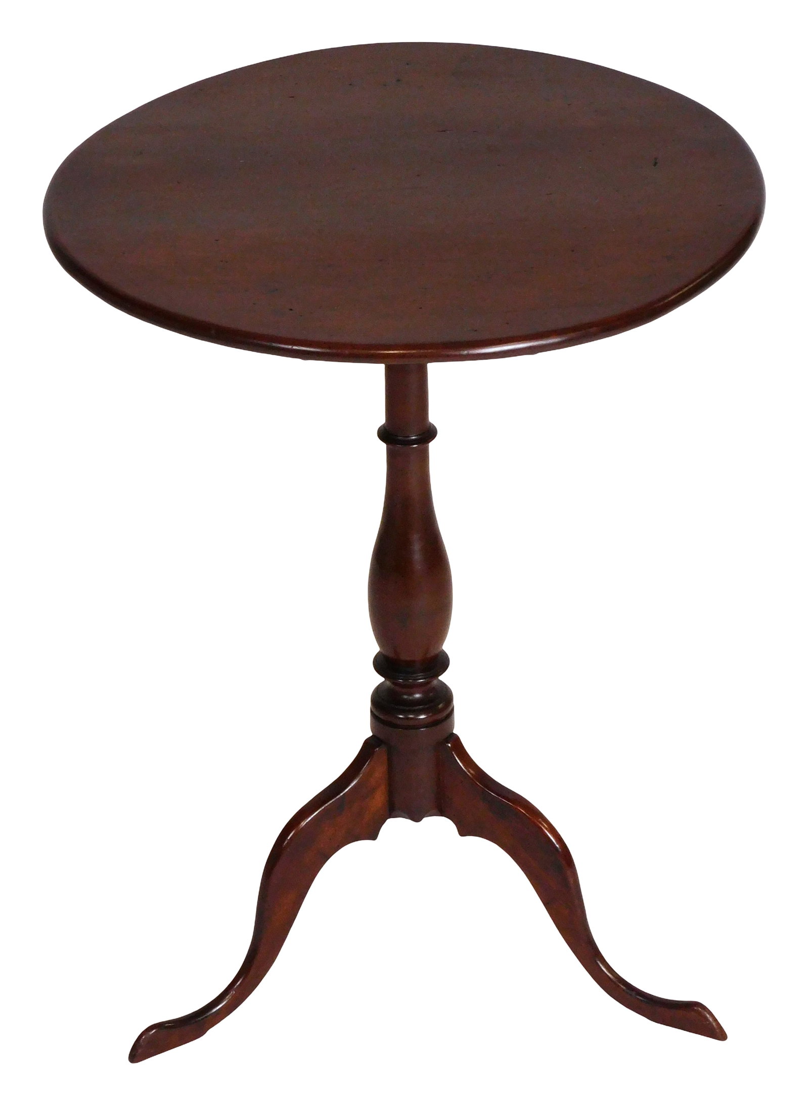 +Birdcage tilt-top candlestand, late 19th- early 20th C., cherry, turned vase form standard on 3 (1 of 5)
