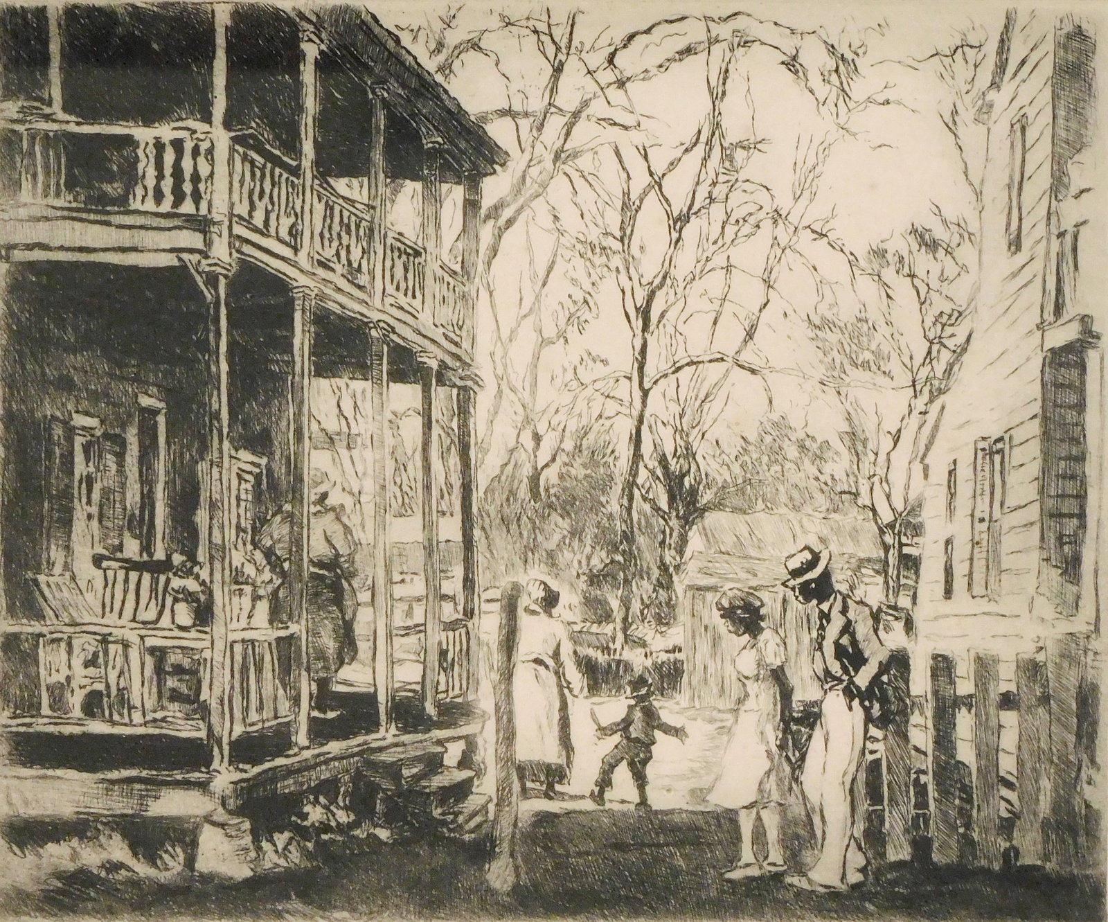 George Hand Wright (American, 1872-1951), “At the Back Porch”, etching, neighborhood (1 of 4)