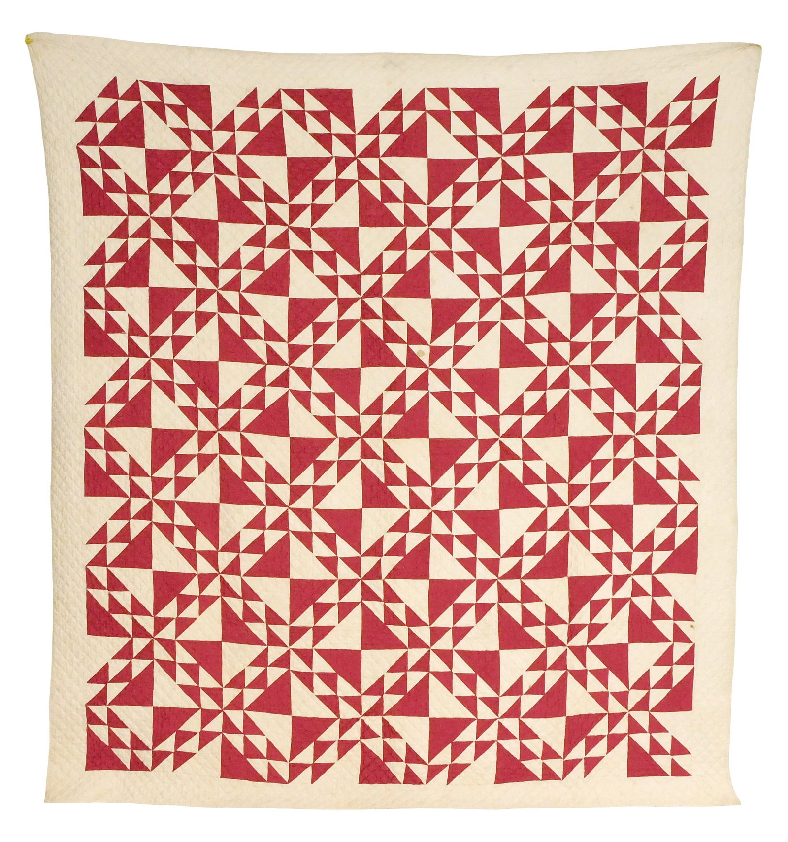 TEXTILE: Hand stitched American quilt/coverlet, 68 1/2" x 63 1/2", mid-19th C./early 20th C., (1 of 4)