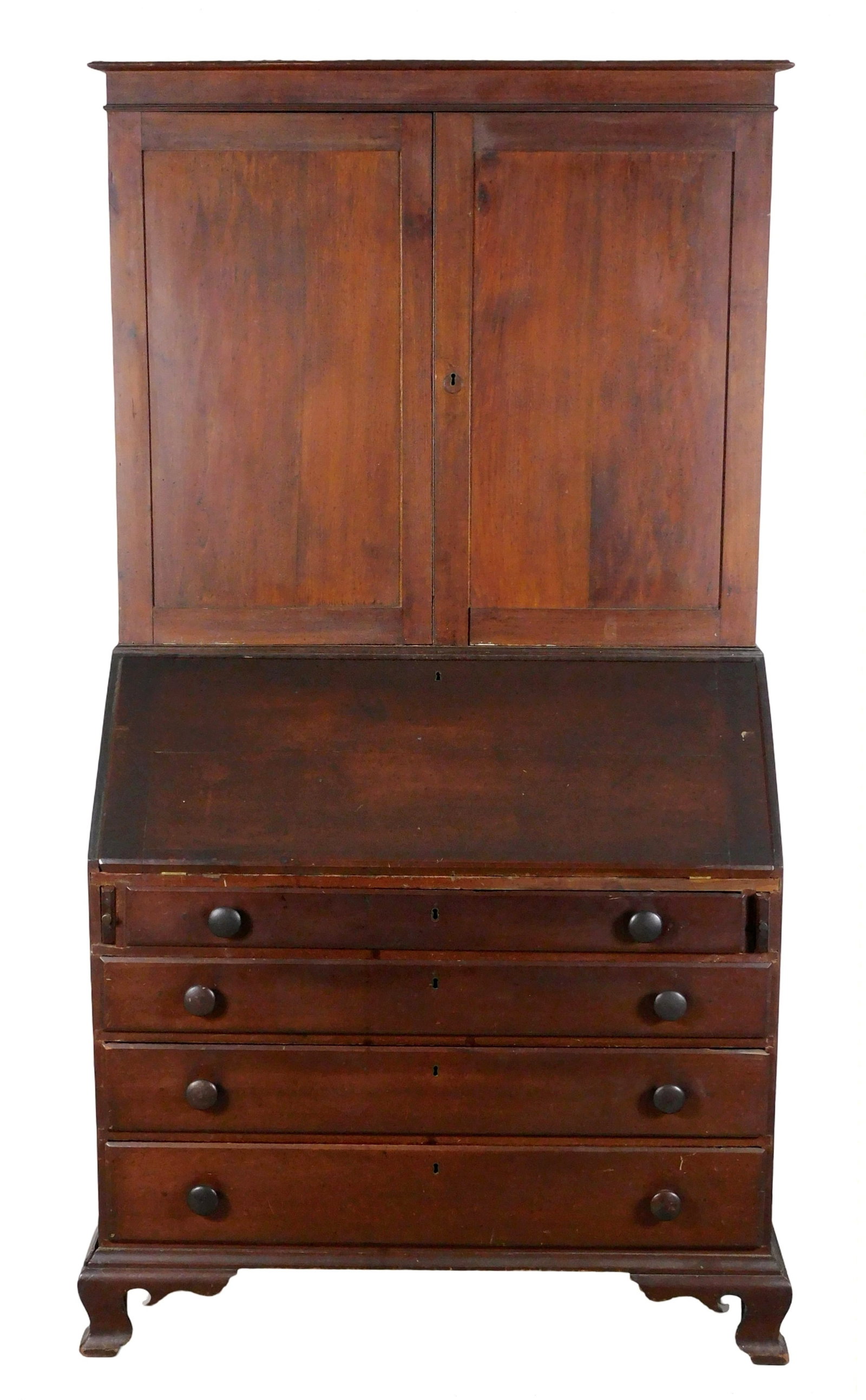 +Desk and bookcase, likely New London County, desk 18th C., bookcase late 19th C., details include: (1 of 9)