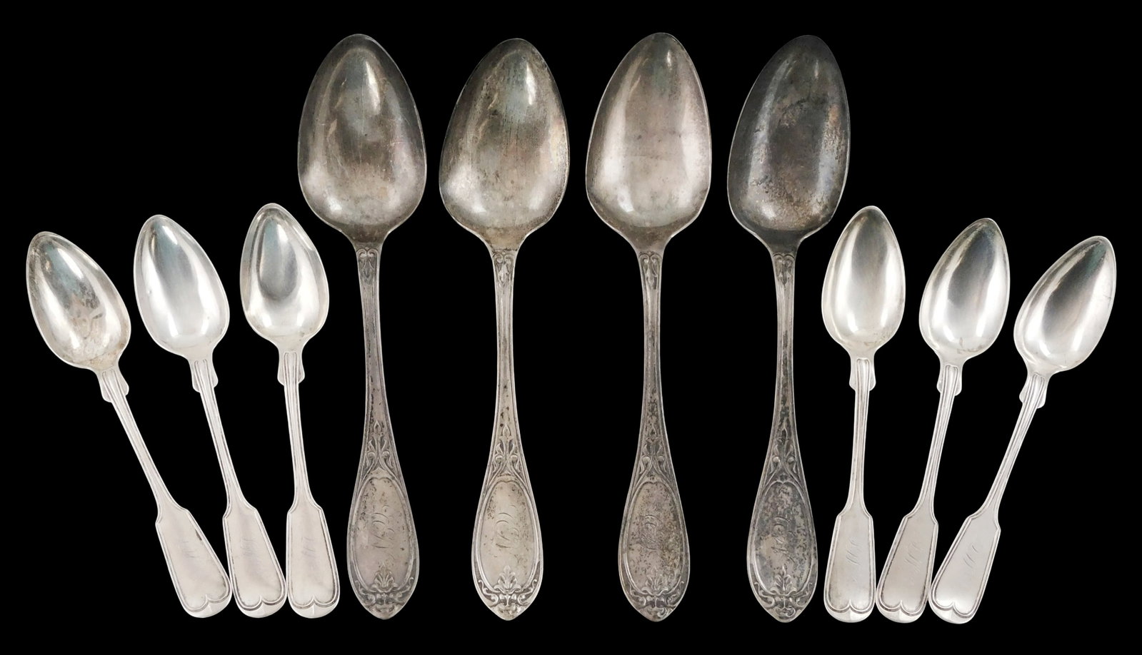 AMERICAN COIN SILVER: Ten spoons by John Clark Blackman (Connecticut, 1807 - 1872), including: six (1 of 3)