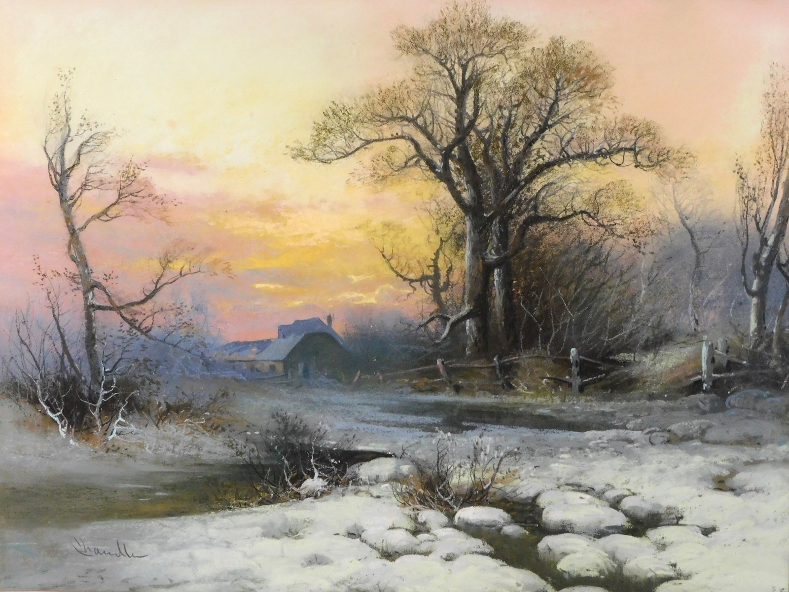 William Henry Chandler (American, 1854-1928), “Winter Landscape”, pastel on paper, (1 of 5)