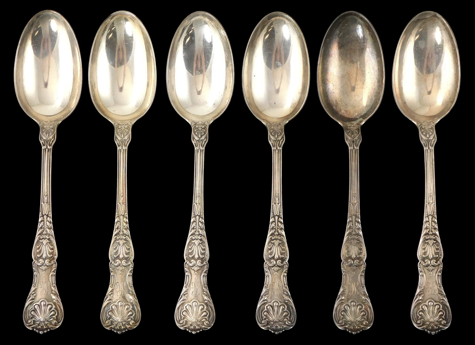 STERLING: Six "King George" table spoons by Gorham, Providence, R.I. (active 1865 - present), (1 of 3)