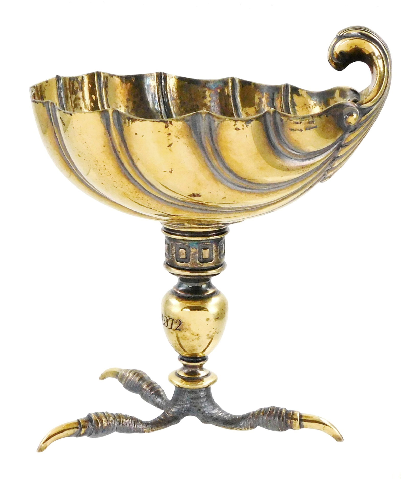 +STERLING: Compote, Tiffany & Co. '925', sterling with vermeil, seashell form bowl over turned (1 of 6)