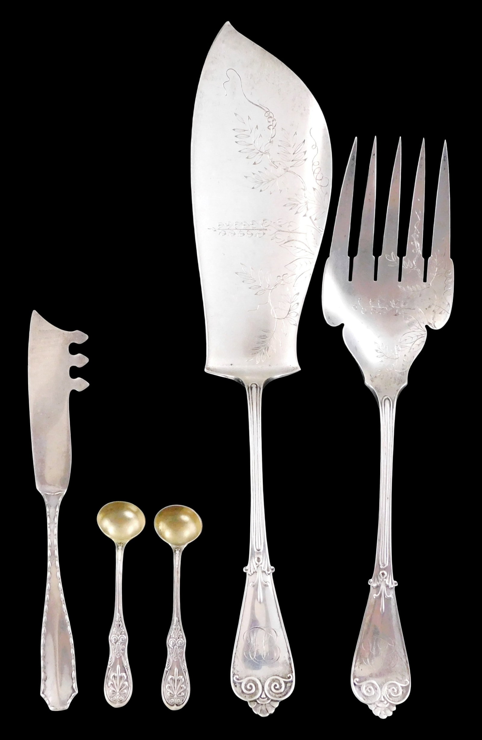 STERLING: Tiffany & Co., five sterling silver serving pieces, patterns include "Beekman", (1 of 6)