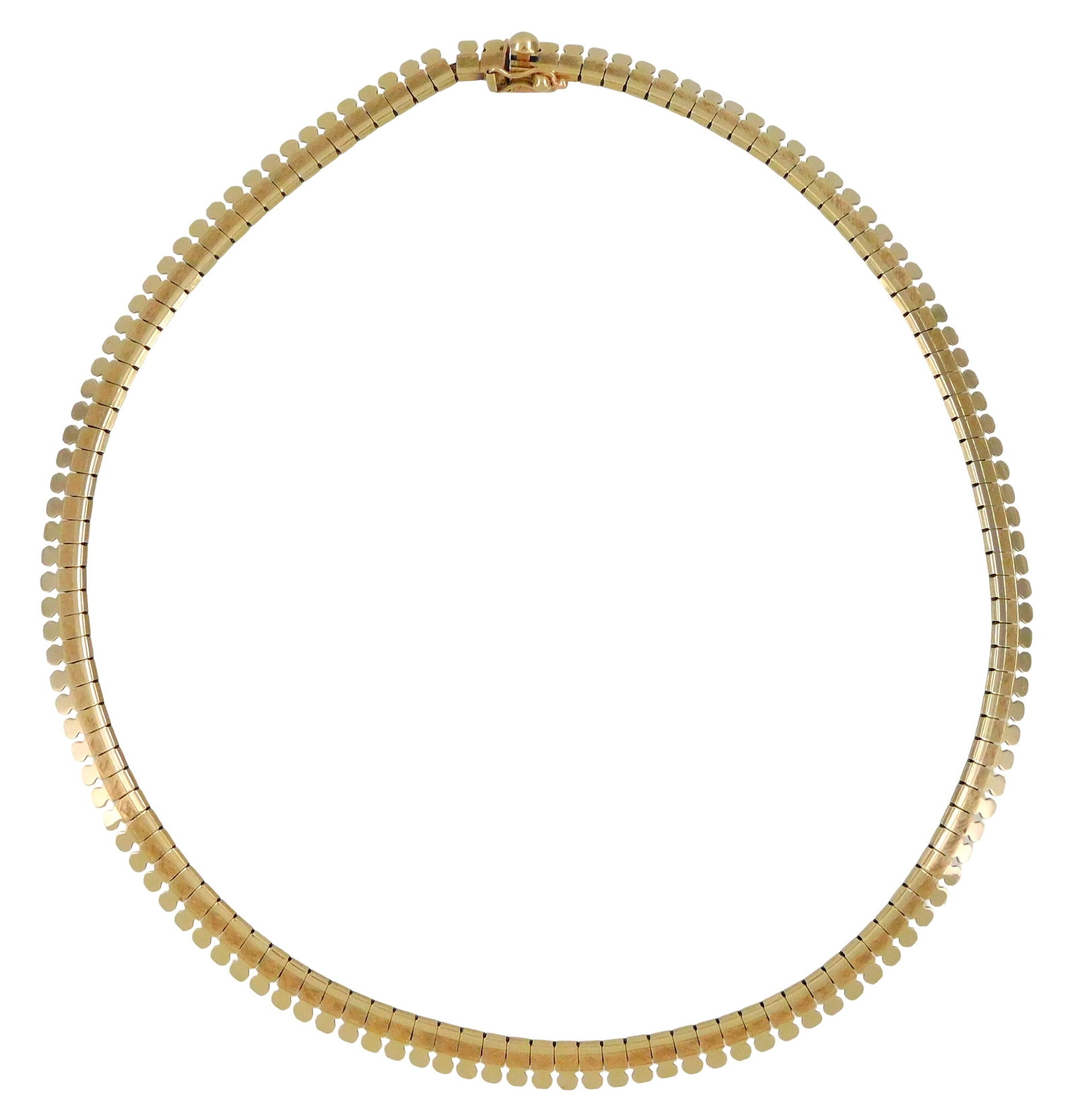 JEWELRY: 14K Yellow gold Cleopatra style omega necklace, tested 14K yellow gold, hallmarks to clasp, (1 of 3)