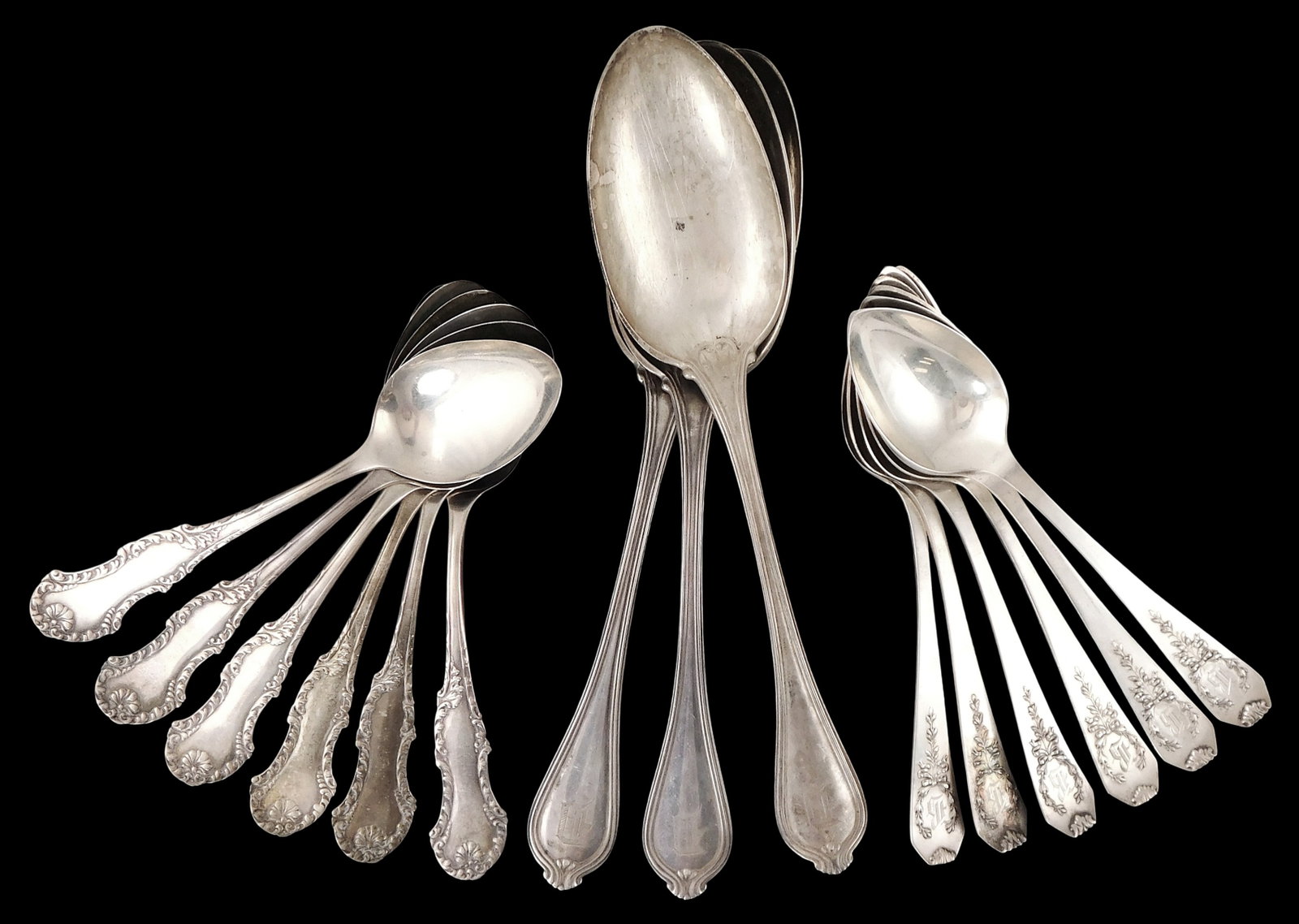 STERLING: Frank M. Whiting, Whiting Manf. and Towle, fifteen sterling silver spoons, all hallmarked (1 of 3)