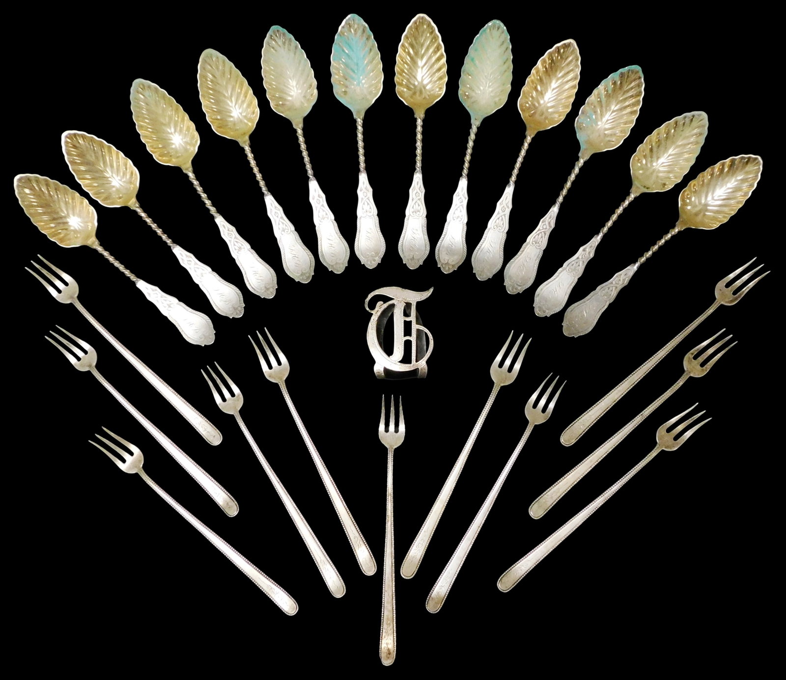 SILVER: Sterling and tested silver flatware, Gorham, Albert Cole and Davis & Galt, twenty-four (1 of 2)