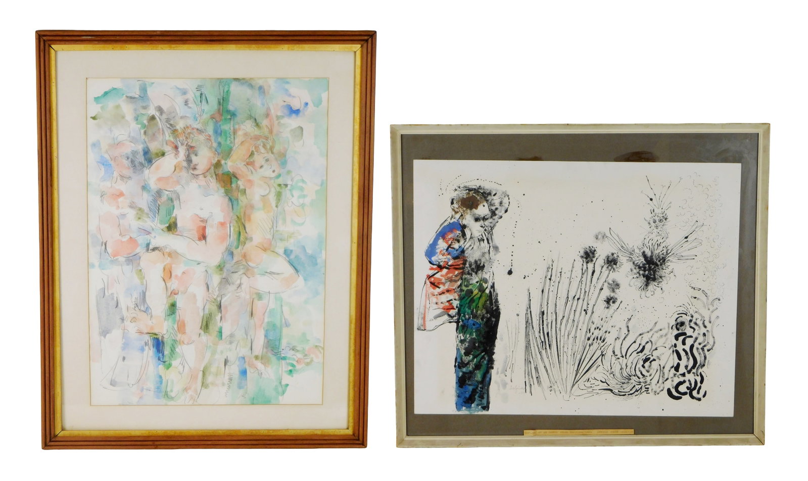 Steven Trefonides and Gerard Doudera, two mid-20th C. framed watercolors, including: Steven (1 of 9)