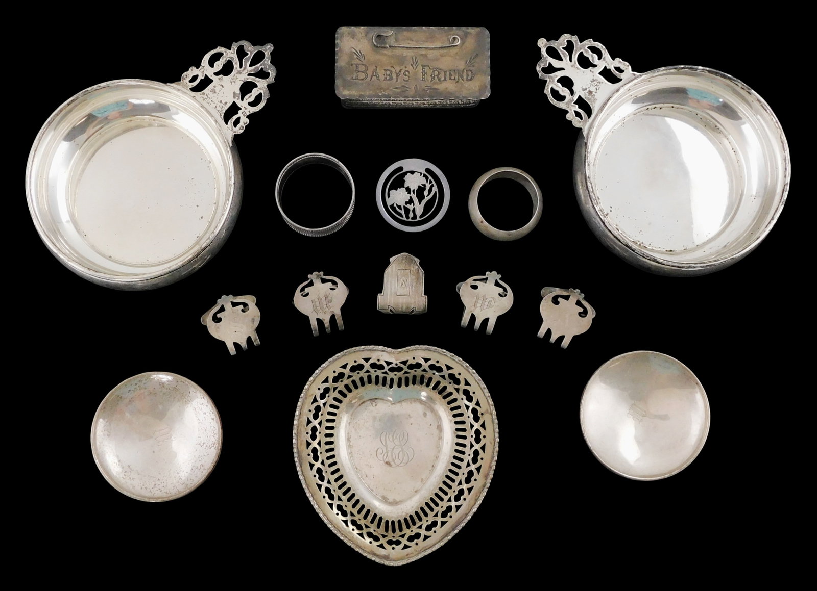 STERLING: Gorham, Tuttle, Wallace, etc., fifteen pieces of sterling silver hollowware and (1 of 3)