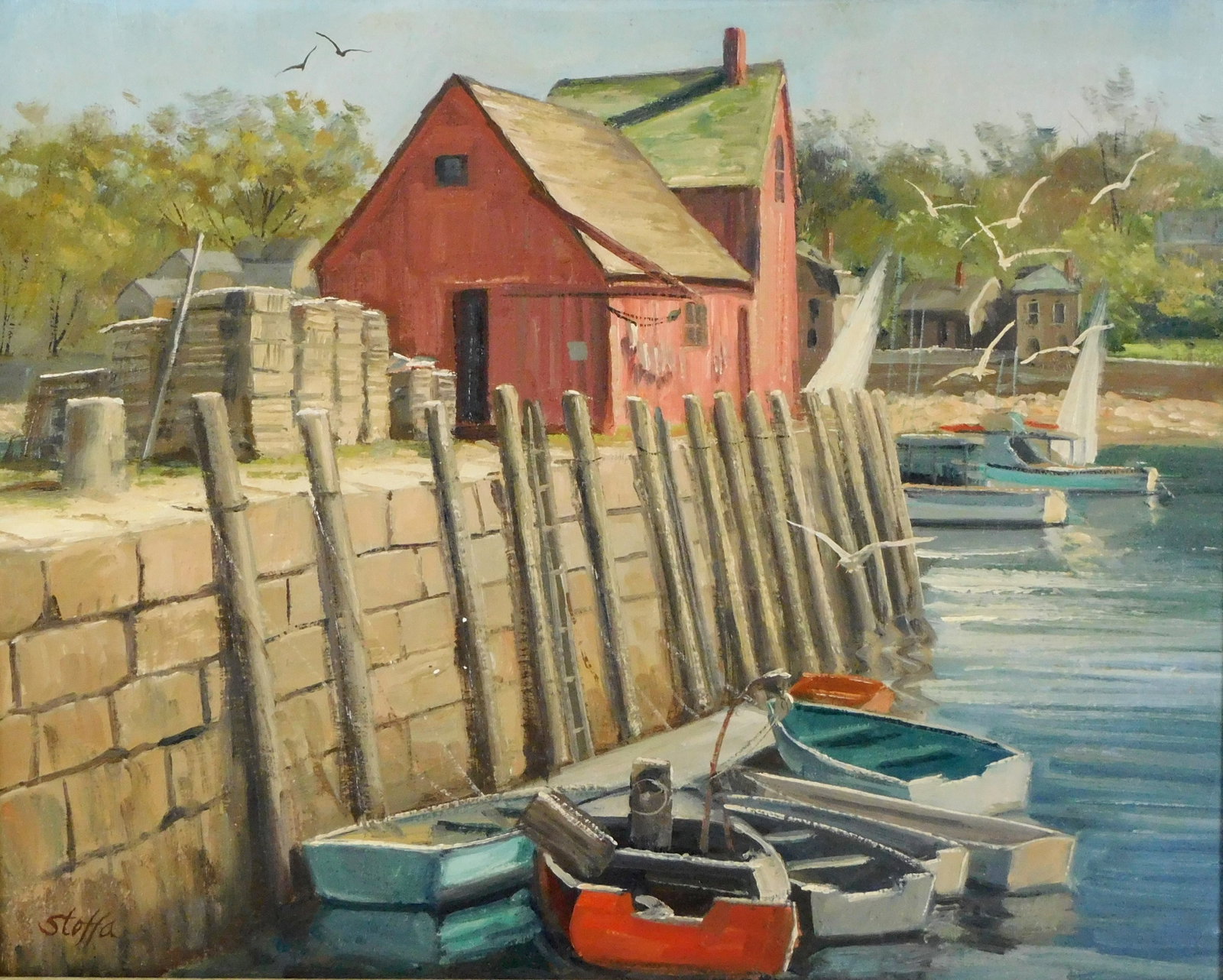 Michael Stoffa (Massachusetts, 1923-2001), Rockport Harbor (Motif #1), last quarter 20th C., oil on (1 of 4)
