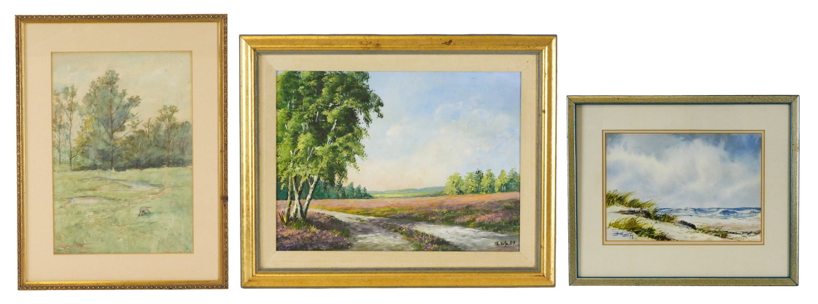Bill Ely, etc., three landscape works, including Bill Ely (American, b. 1919), watercolor, dark (1 of 11)