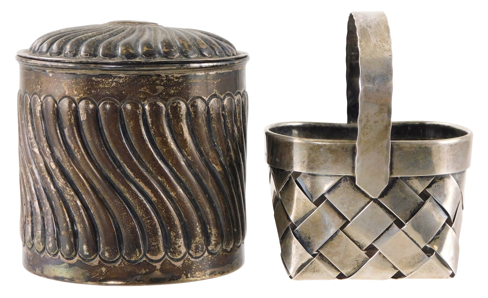 STERLING: Cartier, etc., two small sterling containers, both hallmarked, details include: Cartier (1 of 5)