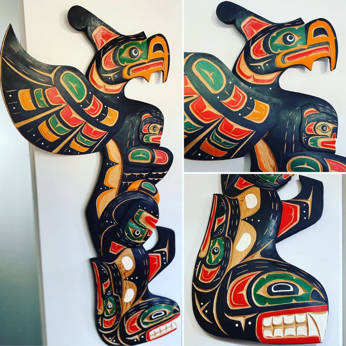 NORTHWEST COAST 41” Yellow Cedar ORCA Totem: NORTHWEST COAST First Nations 41” Yellow Cedar ORCA Totem Plaque by Lawrence Scow, Kwak'waka'wakwLawrence Scow (b.1958)Yellow Cedar, AcrylicApprox 41” L x 19” wide*There is a small fix on the ea