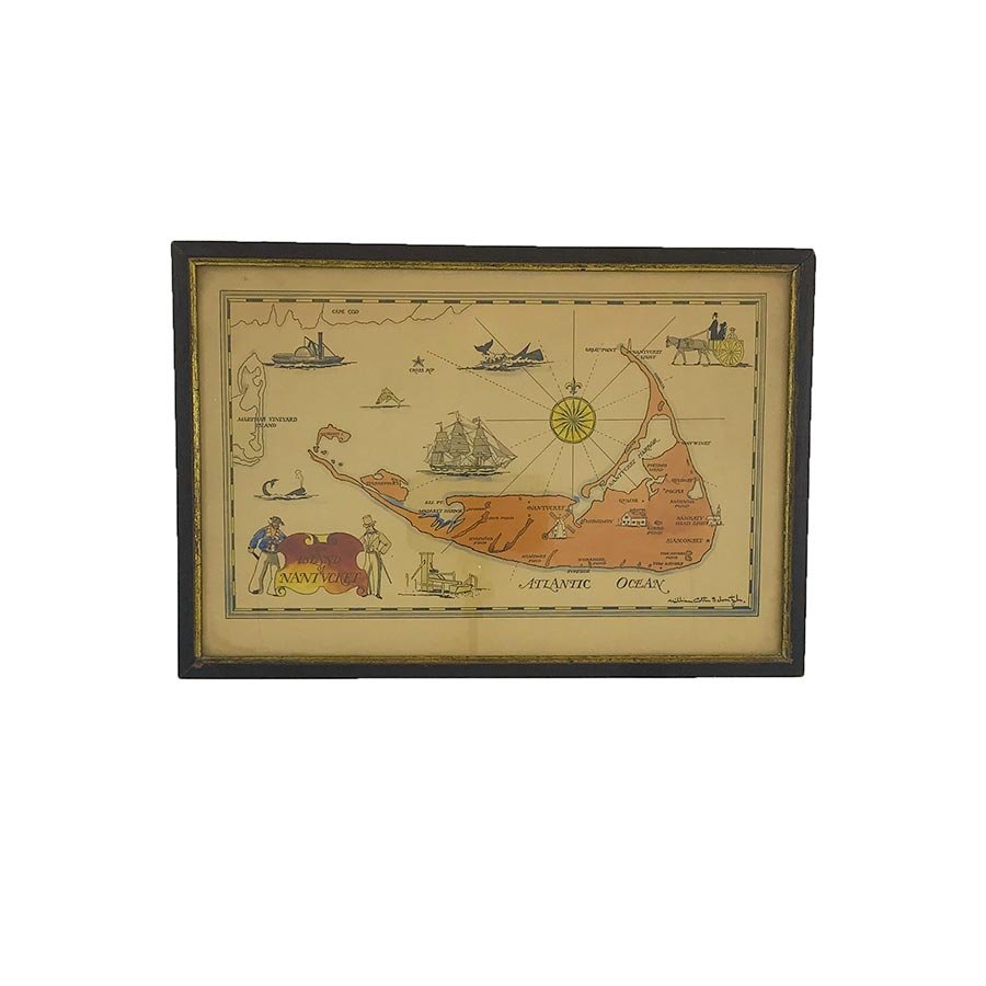 Small Hand-Colored Map of Nantucket by William Schontze (1 of 3)