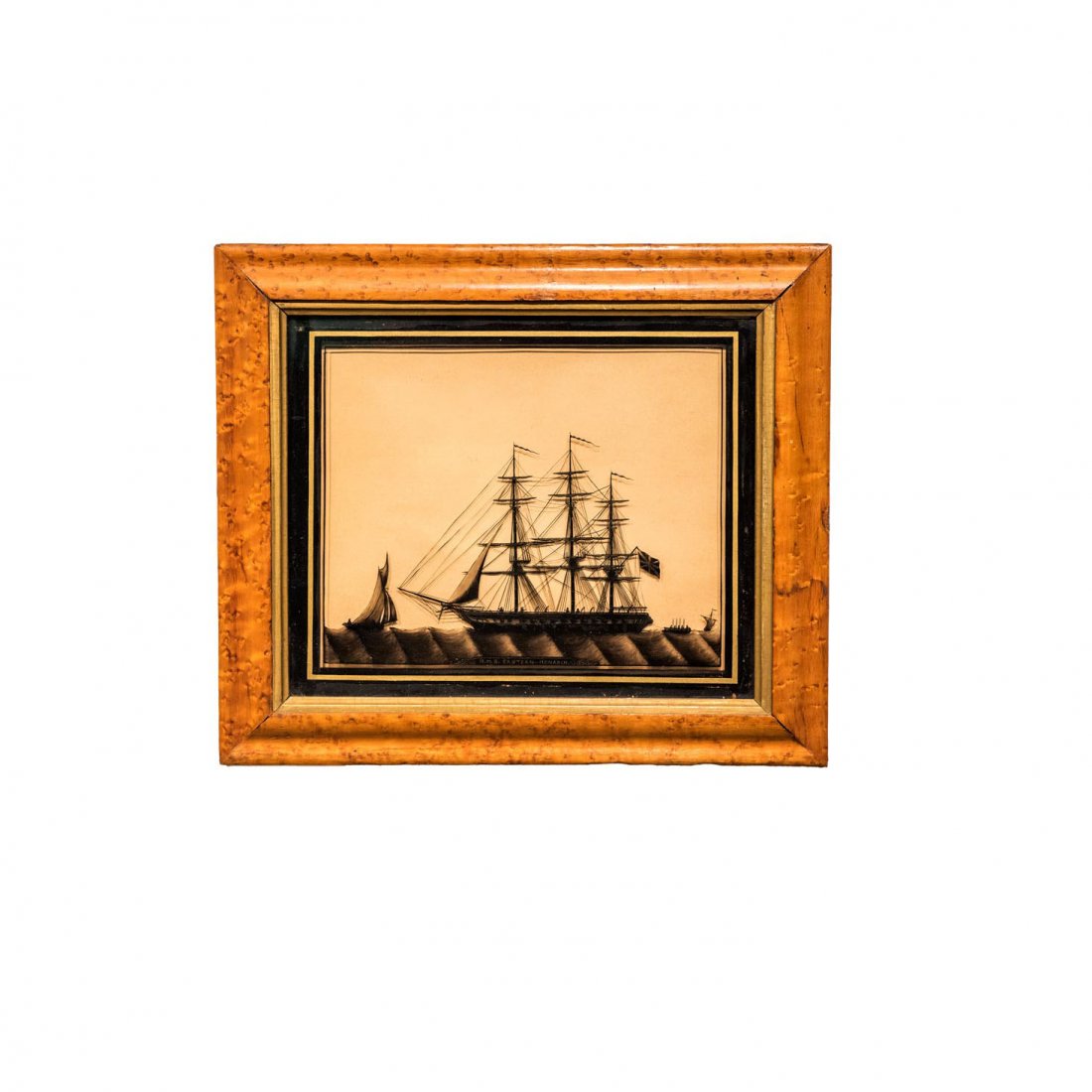 Reverse Painting on Glass Royal Navy Ship Silhouette (1 of 2)
