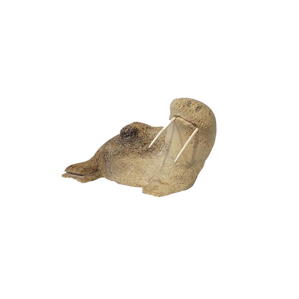 Carved Bone Figure of a Walrus: Carved whalebone figure of a reclining walrus. Probably Alaskan or North Pacific 9 inches H x 21 inches L x 10 inches D