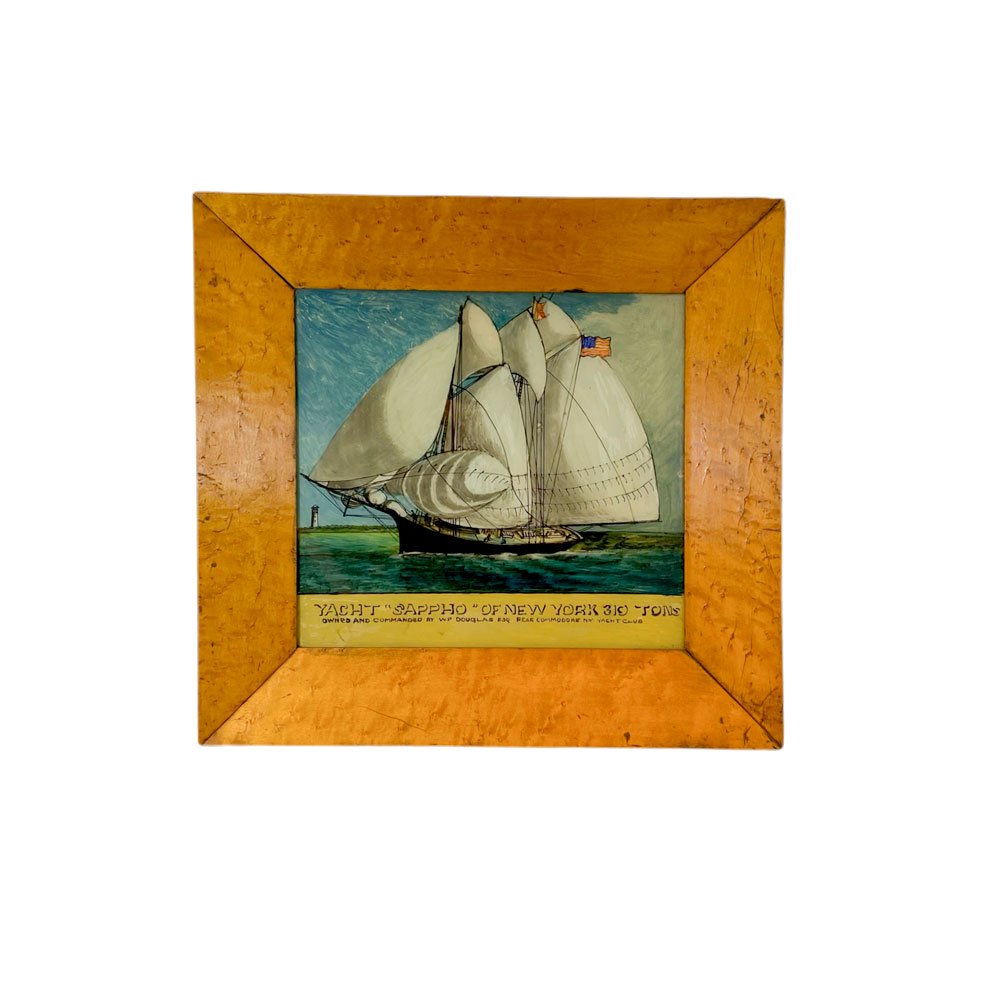 Reverse Painting on Glass of the Yacht Sappho (1 of 3)