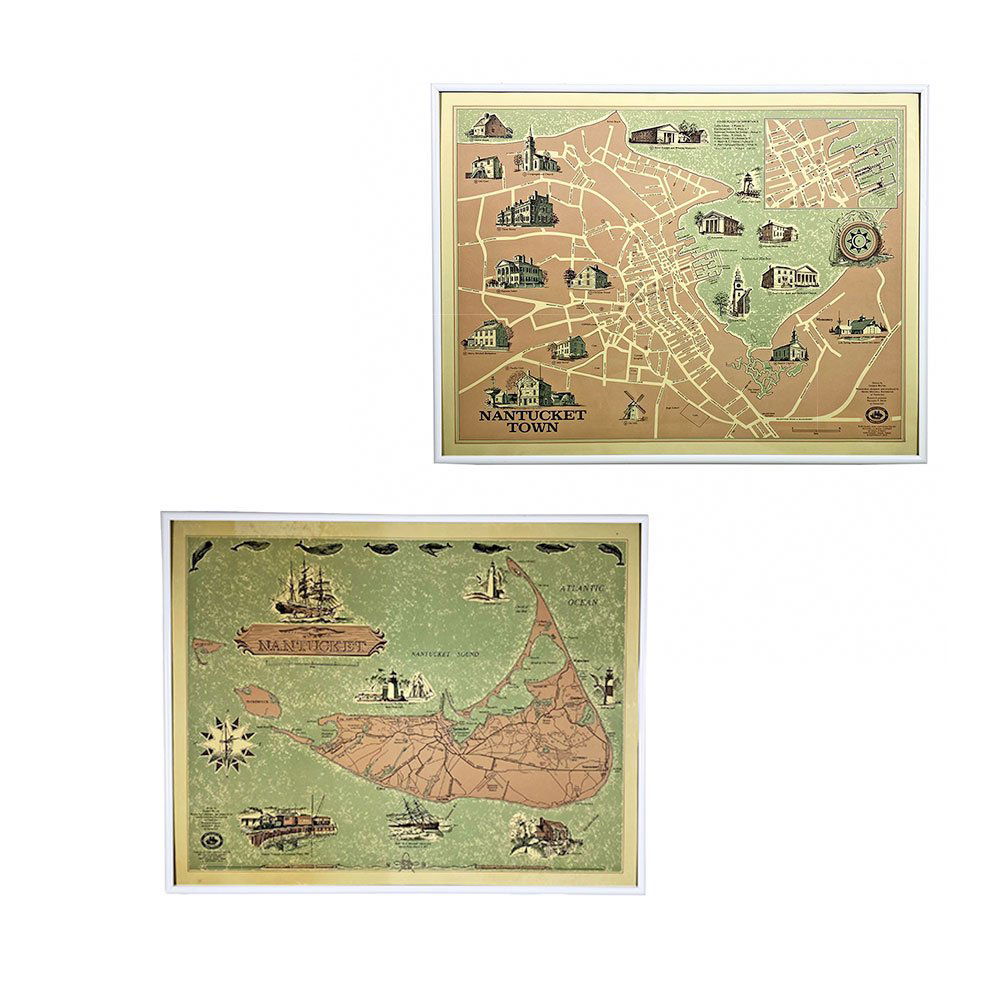 Two Framed  Vintage Maps of Nantucket (1 of 3)