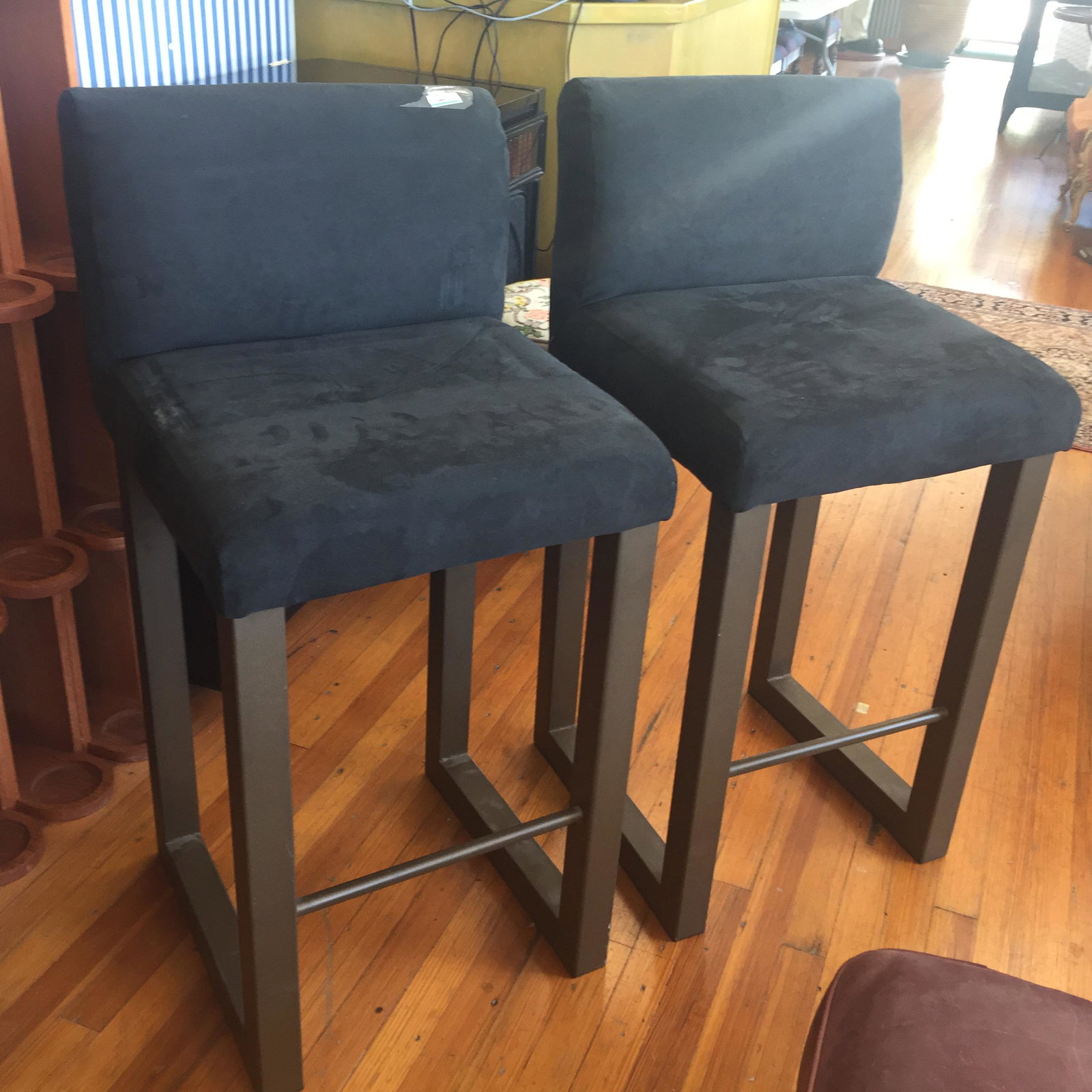 Bar Stools Suede Like Fabric, Heavy Metal Base: Bar Stools Suede Like Fabric, Heavy Metal Base Dimensions: 31"-41"