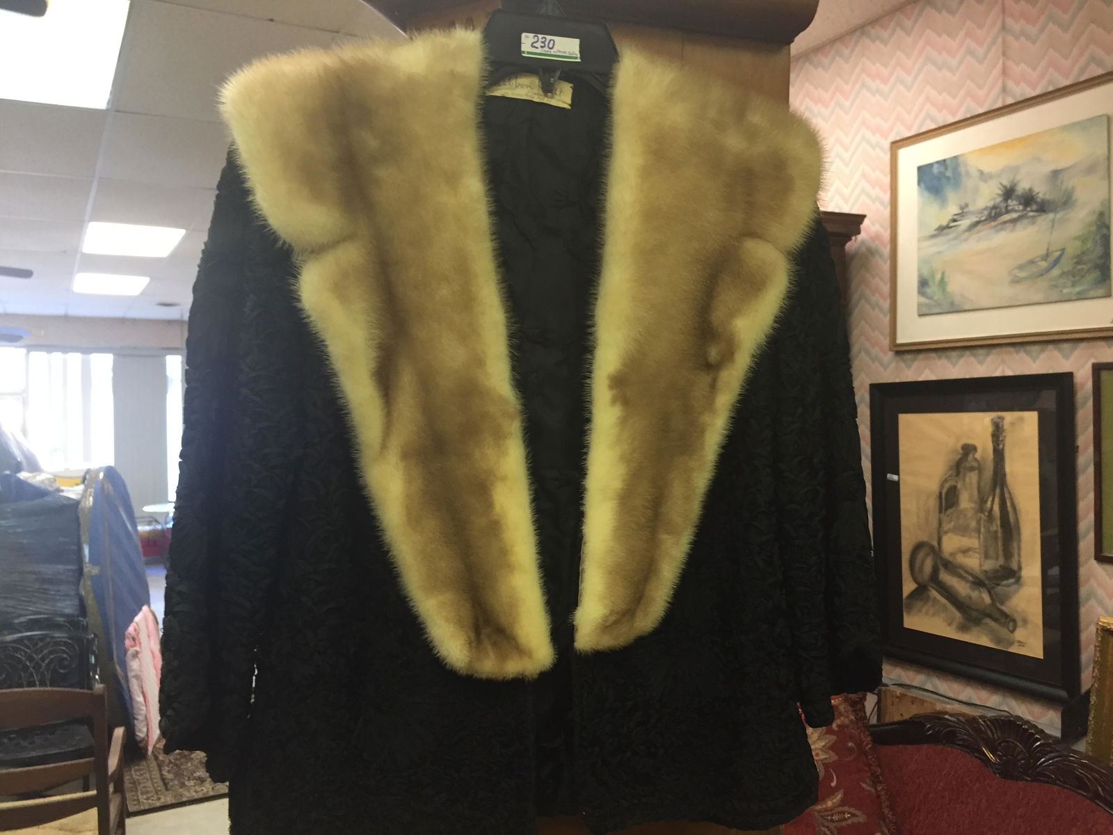 Lama Jacket w/Blonde Mink Collar med-sm: Lama Jacket w/Blonde Mink Collar med-sm