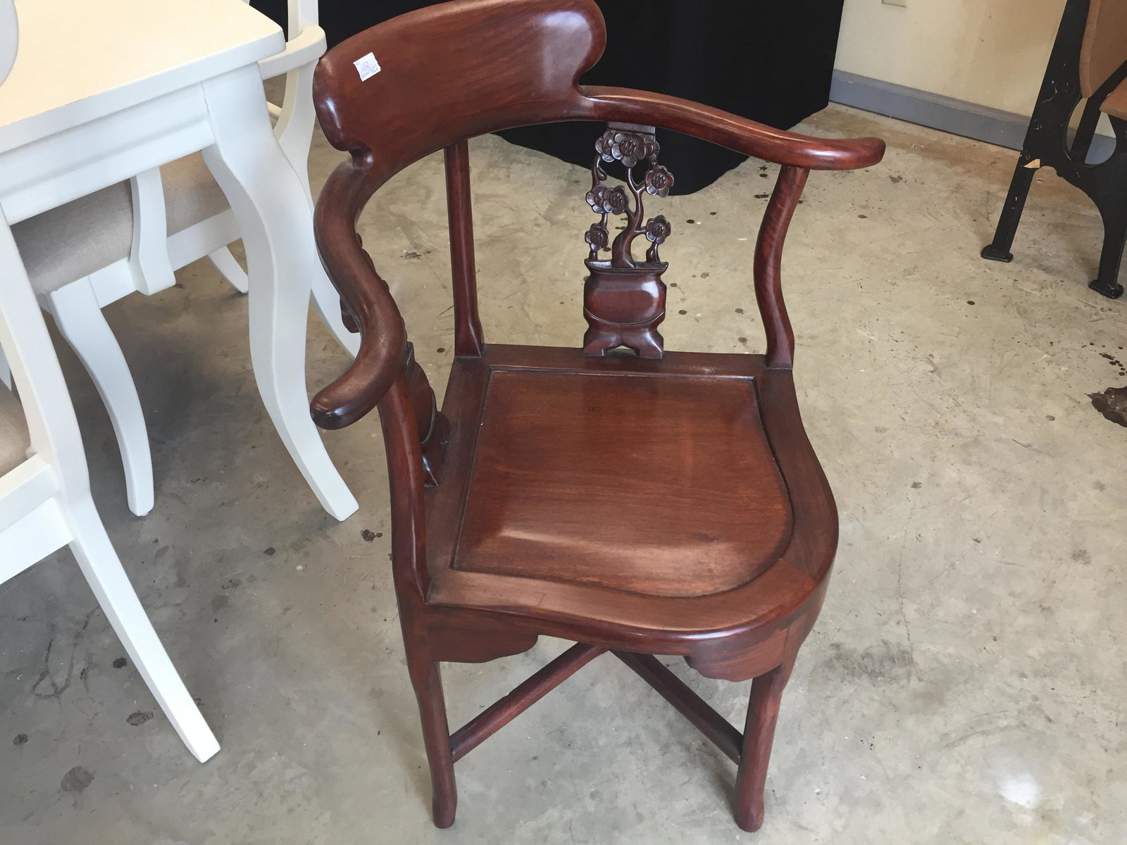 ROSE WOOD CORNER CHAIR, 31.75H X 27W X 22D:  ROSE WOOD CORNER CHAIR, 31.75H X 27W X 22D