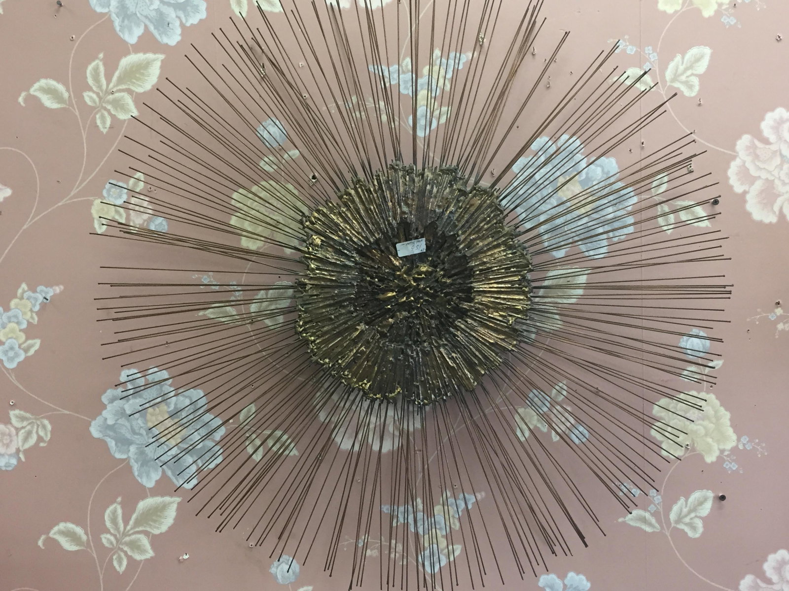 HANDCRAFTED WALL BRASS DECORATION, 30” dia.:  HANDCRAFTED WALL BRASS DECORATION, 30” dia. X 3.5D