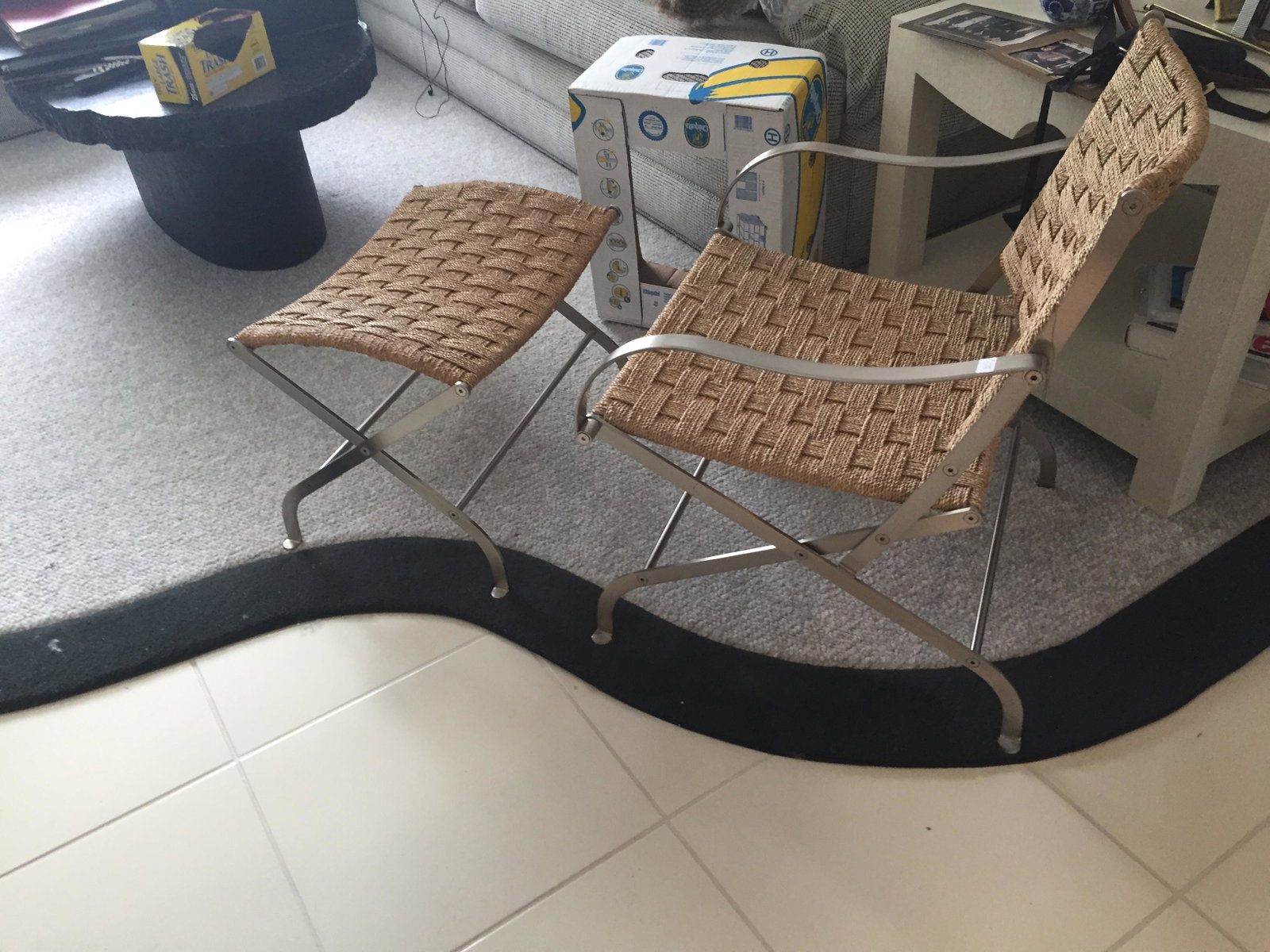 STAINLESS CHAIR w/FOOTSTOOL:  STAINLESS CHAIR w/FOOTSTOOL