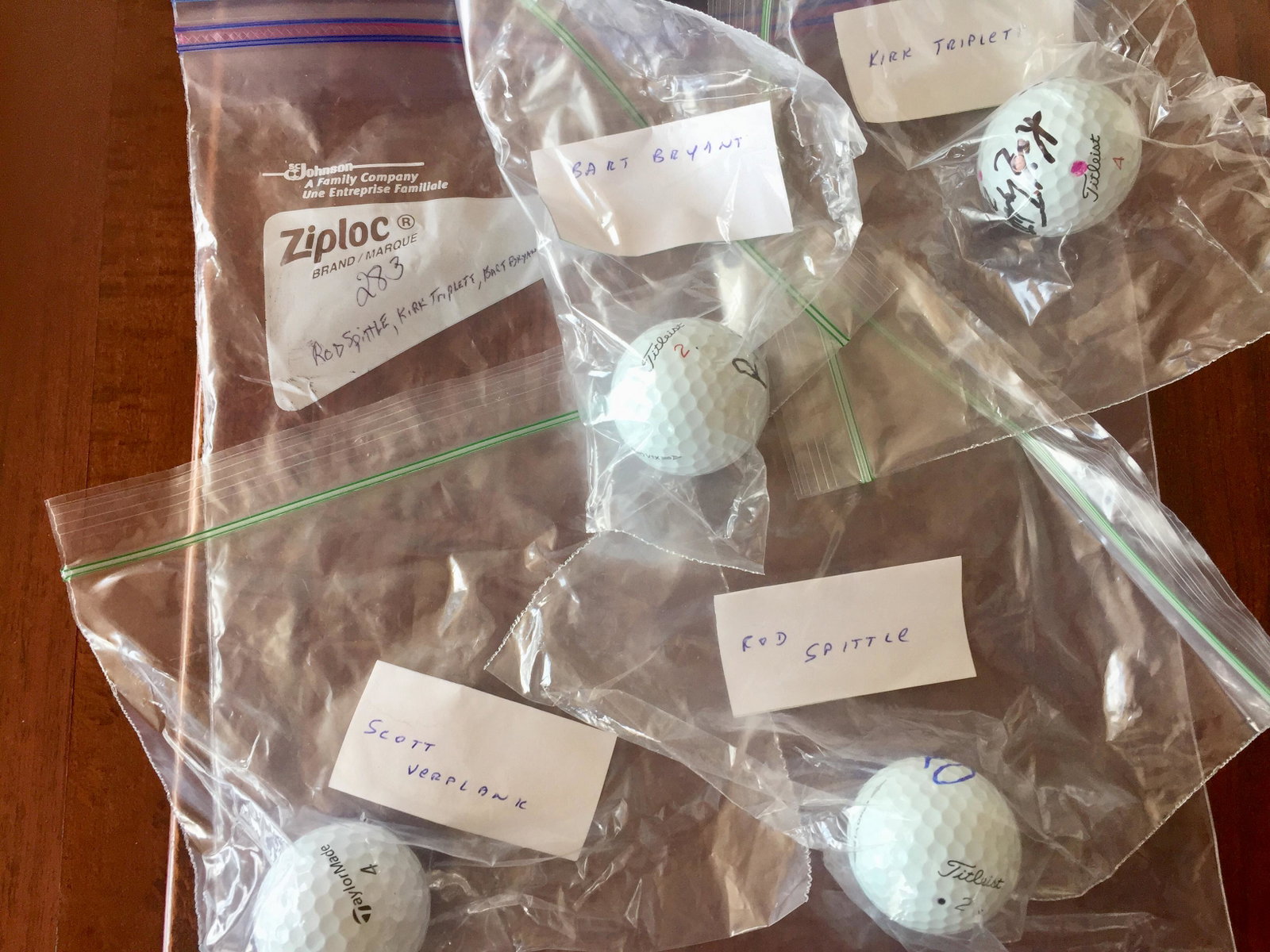 Autographed Golf Balls, Rod Spittle, Kirk Triplett,: Autographed Golf Balls, Rod Spittle, Kirk Triplett, Bart Bryant & Scott Verplank