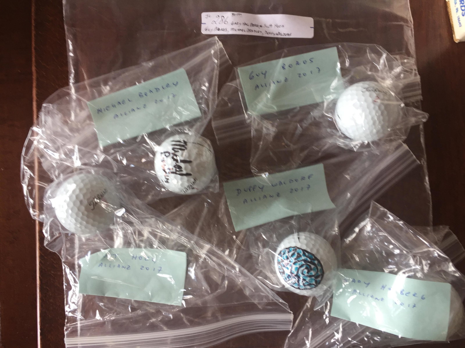 Autographed Golf Balls, Guy Boros , Michael Bradley,: Autographed Golf Balls, Guy Boros , Michael Bradley, Duffy Waldorf, Gary Halberg & Scott Hoch (All-2017)
