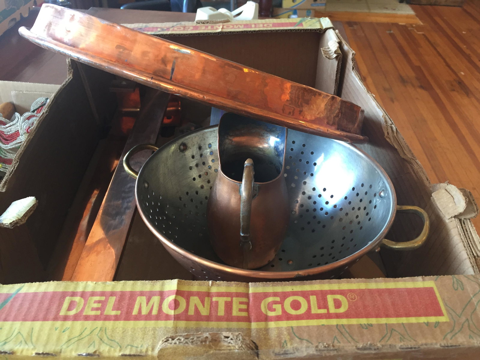 Kitchen-Appliances: (2)Vintage Copper Wall Mount Racks w/Hooks & Utensils (Butler tray needs re-silver) Consigner CH