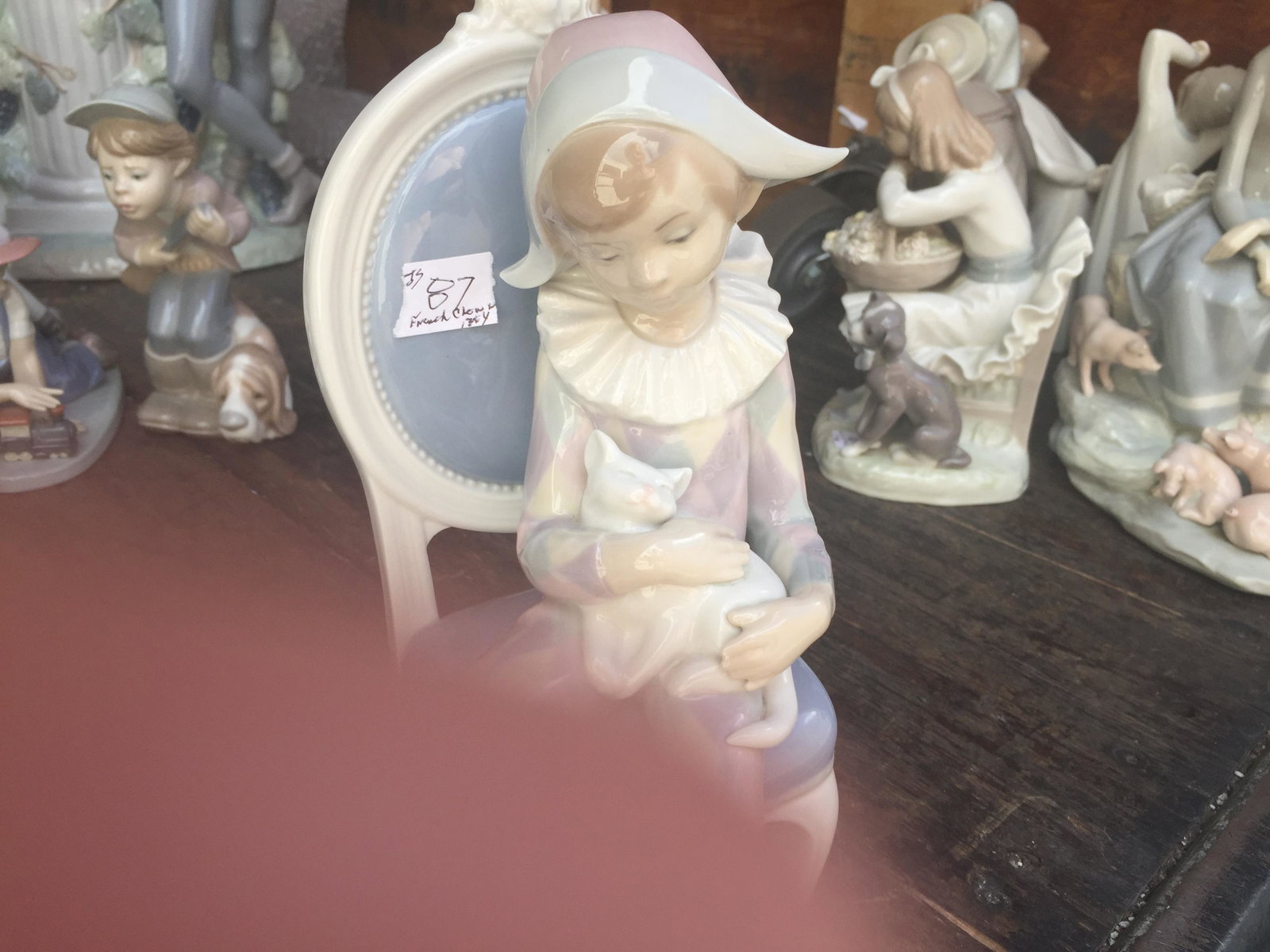 LLADRO: Lladro 'Young Boy as French Clown with Cat' 10"h x 5"w x 4.5"d Consigner JS
