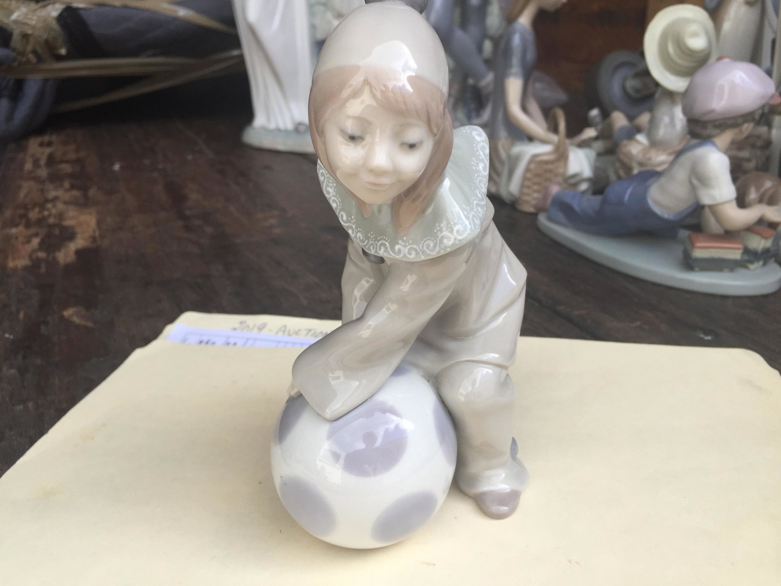 LLADRO: Lladro 'Young Girl as Clown with Ball' 6.75"h x 3.25"w x 4"d Consigner JS