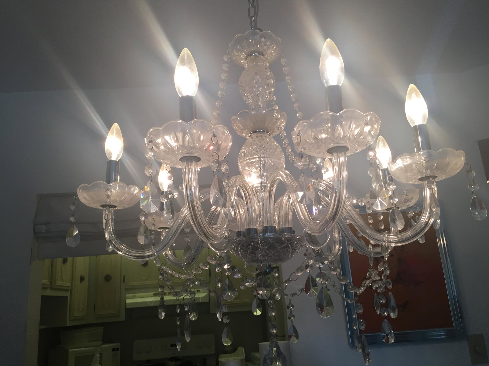Lighting-Chandelier: 8-Arm Crystal Chandelier, 19"h x 26"dia. Consigner JL