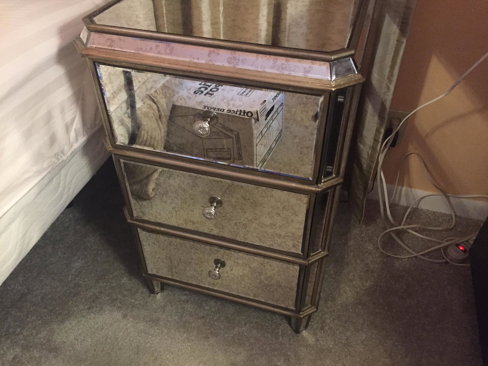 Furniture: Pair, Mirrored Night Stands, 27"h x 20"sq. Consigner JL