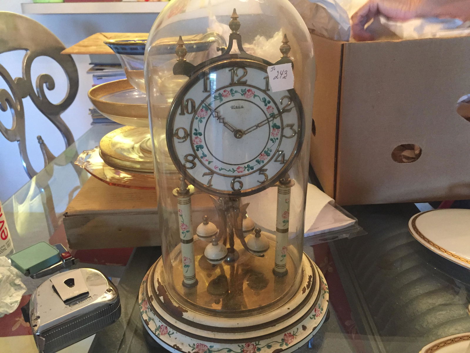 Clocks: Hand Painted 'Heco' Anniversary Clock Consigner JL