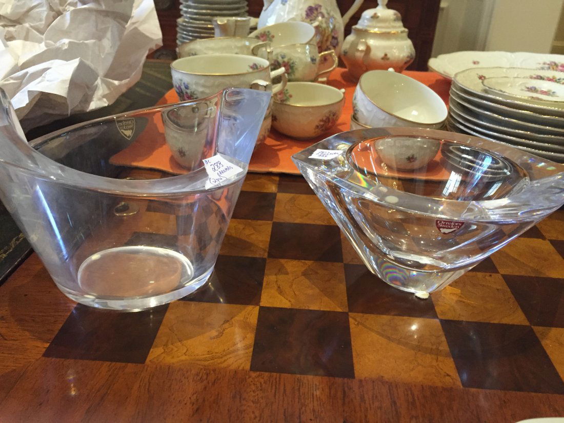 Orrefors: 2pcs. Orrefors Bowl, 4.5"h x 6.25w x 5"d & Orrefors Bowl, 3"h x 6.5"w x 5.5"d