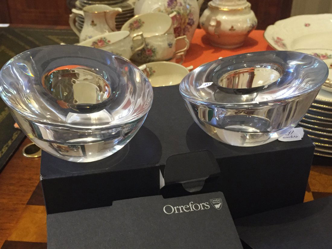Orrefors: New In Box, Orrefors Candle Holder, 2.5"h x 4"dia.
