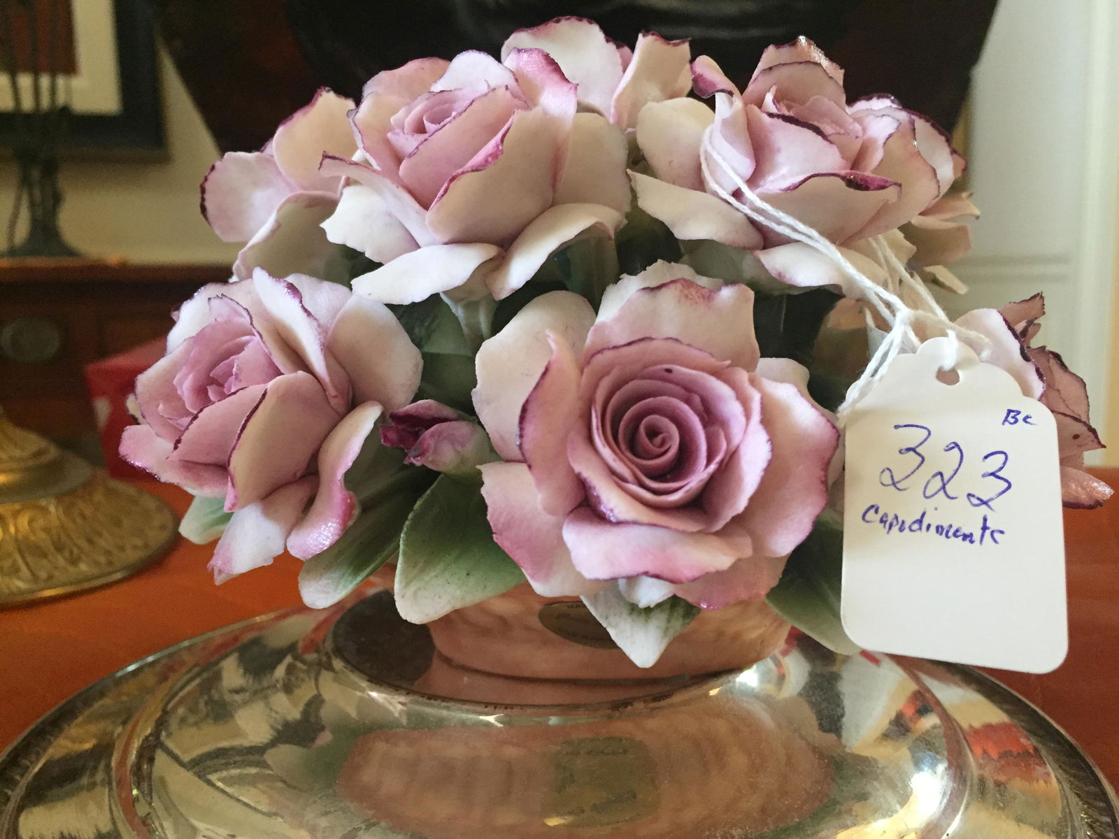 Capodimonte Porcelain: Capodimonte Porcelain Floral Arrangement, 5"h x 7"dia.