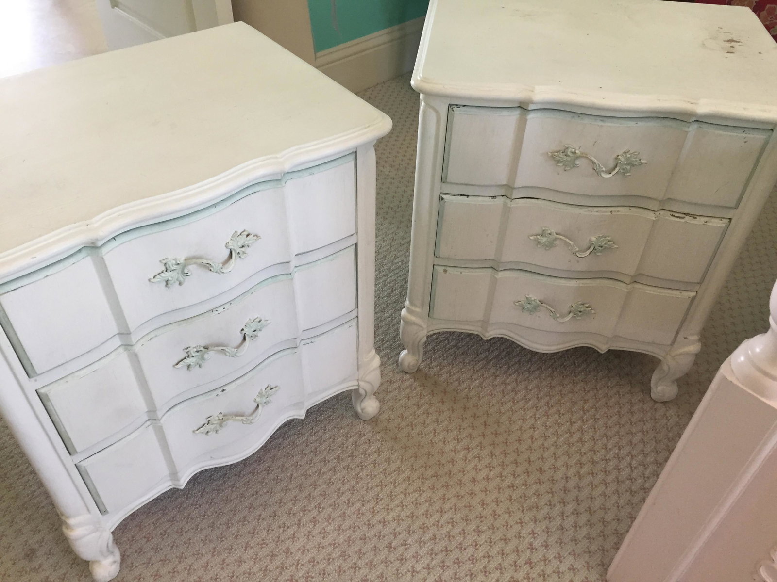 SHABBY CHIC: PAIR SHABBY CHIC NIGHT STANDS 26"h x 23"w 16"d