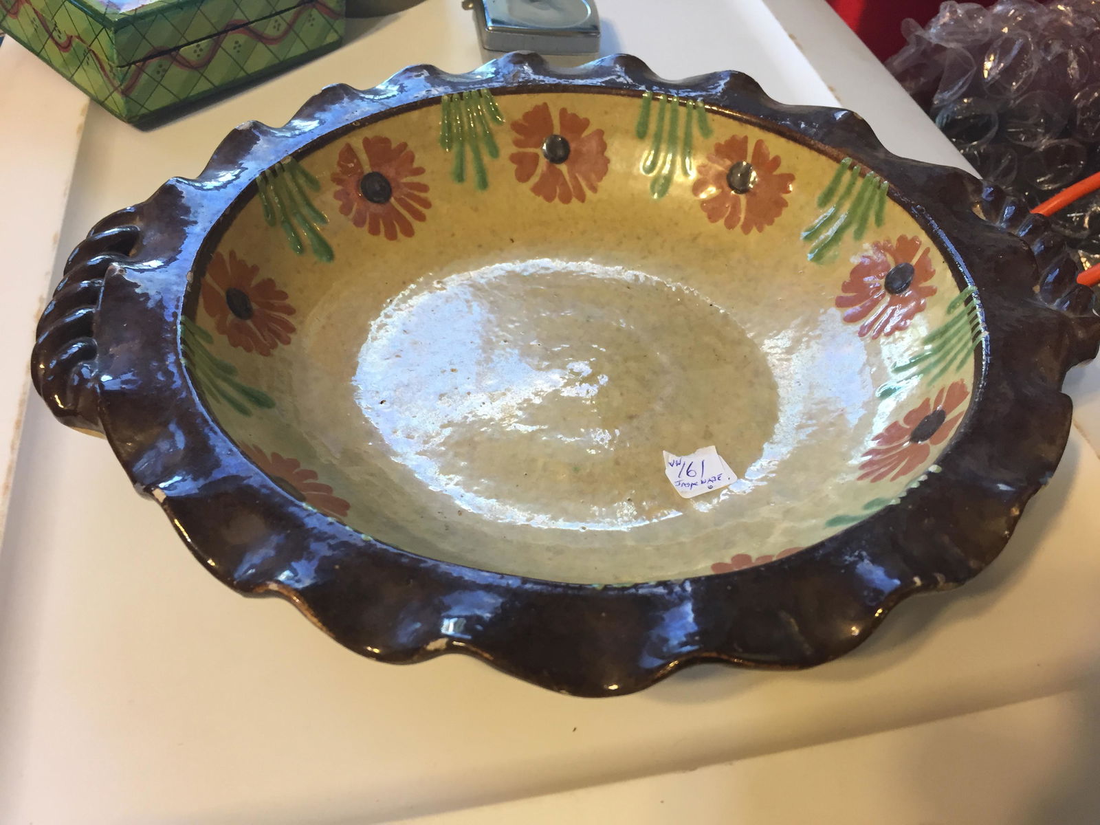 JASPE POTTERY: 19th c.FRENCH JASPE POTTERY PIE PLATE