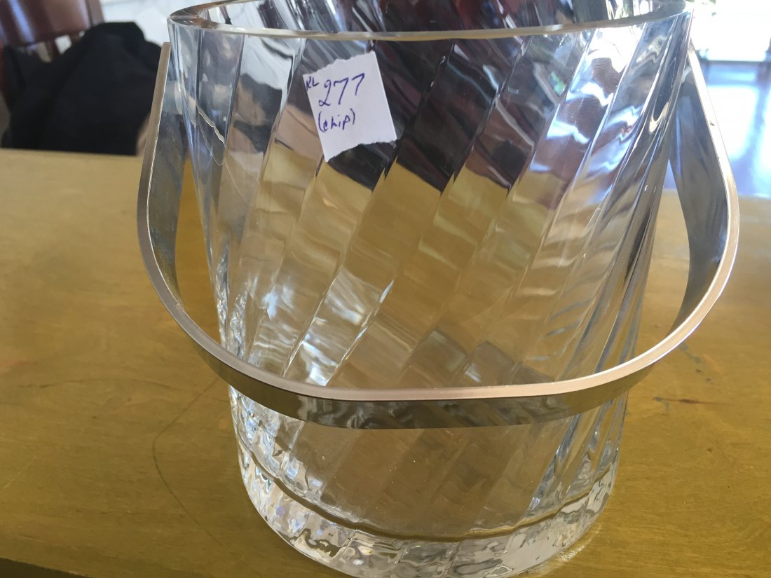 ORREFORS-BARWARE: ORREFORS CRYSTAL ICE BUCKET, 6.5"h x 5.75"dia. (small chip on rim)